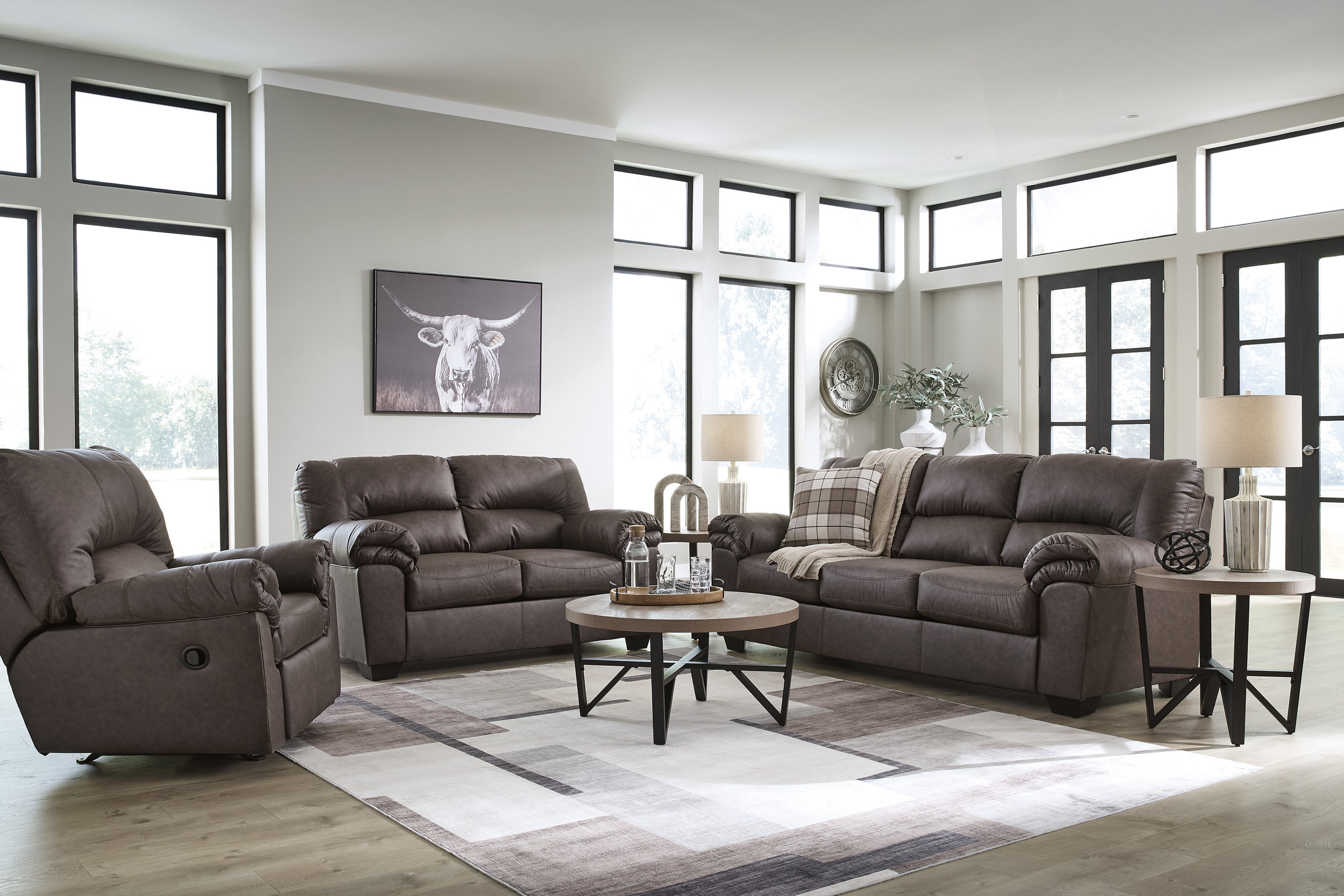 WillowBend Faux Leather Living Room Set