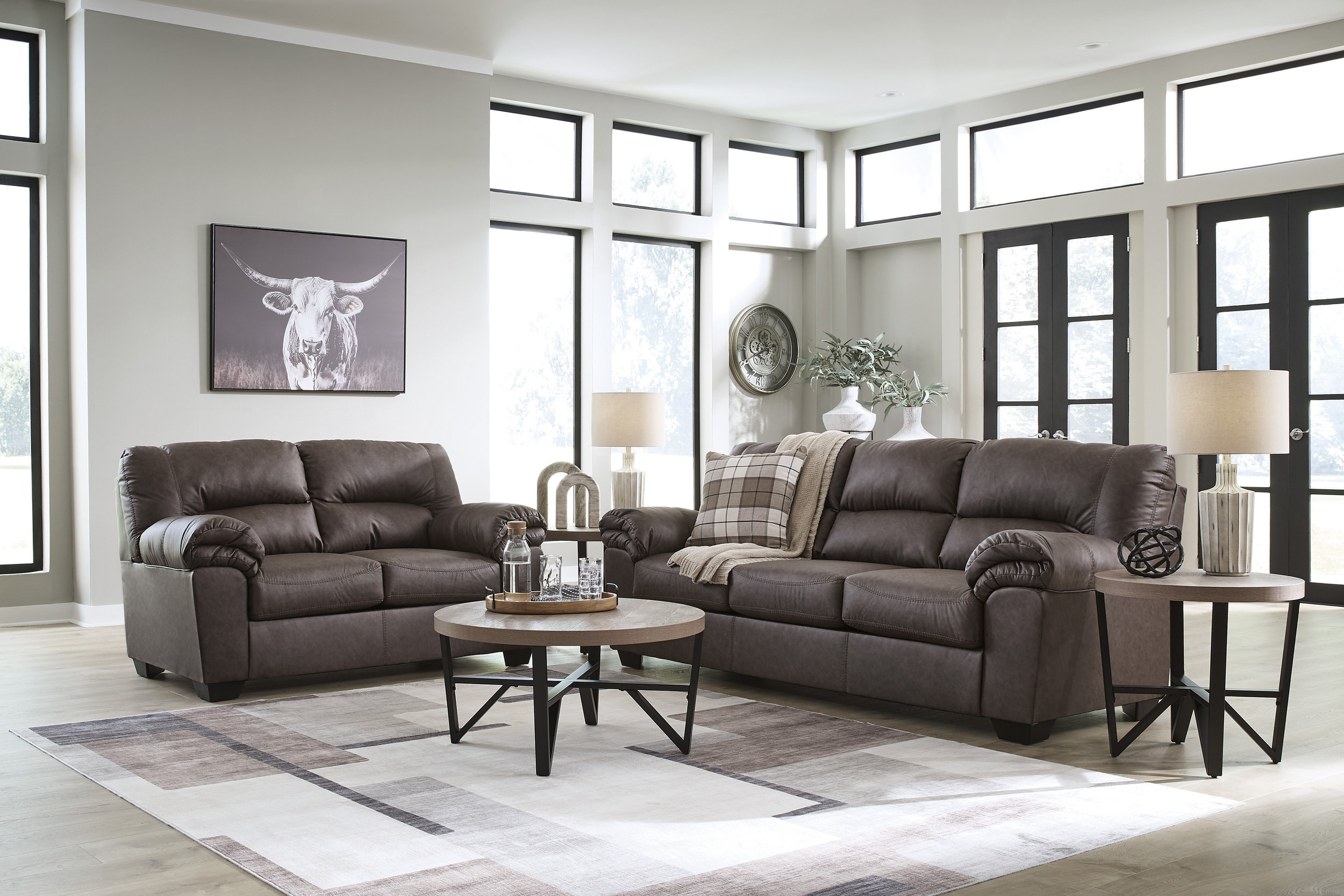 WillowBend Faux Leather Living Room Set