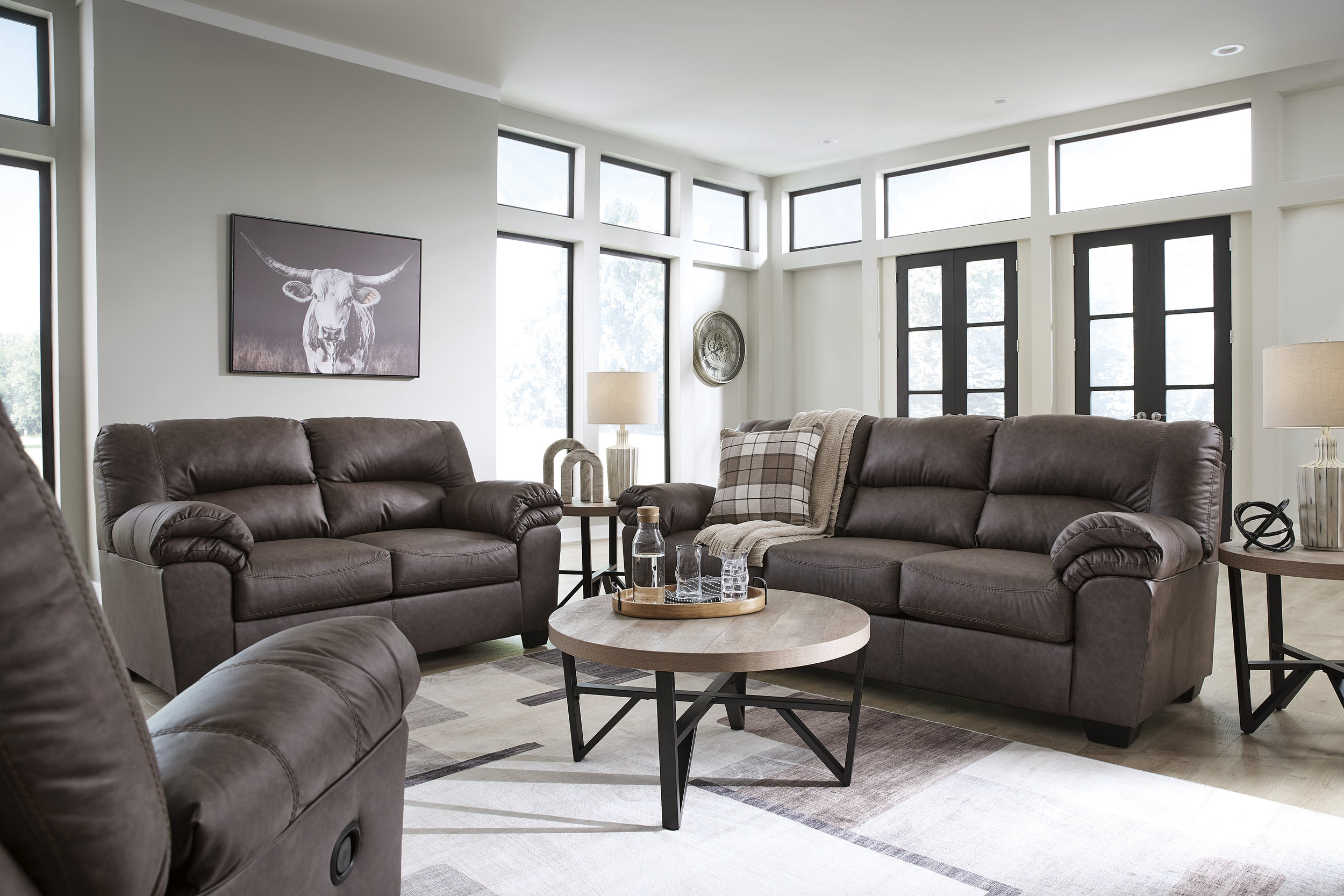 WillowBend Faux Leather Living Room Set