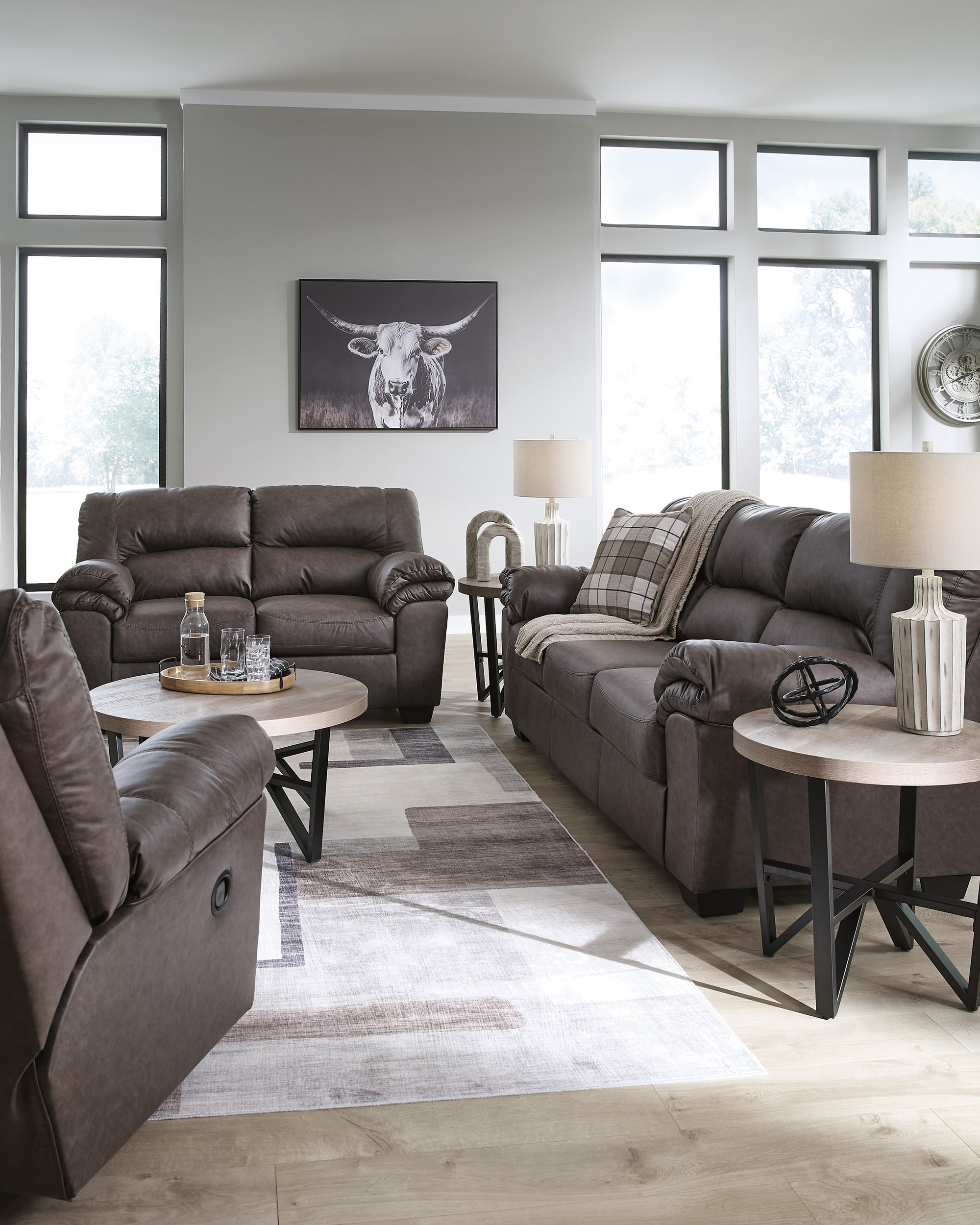 WillowBend Faux Leather Living Room Set