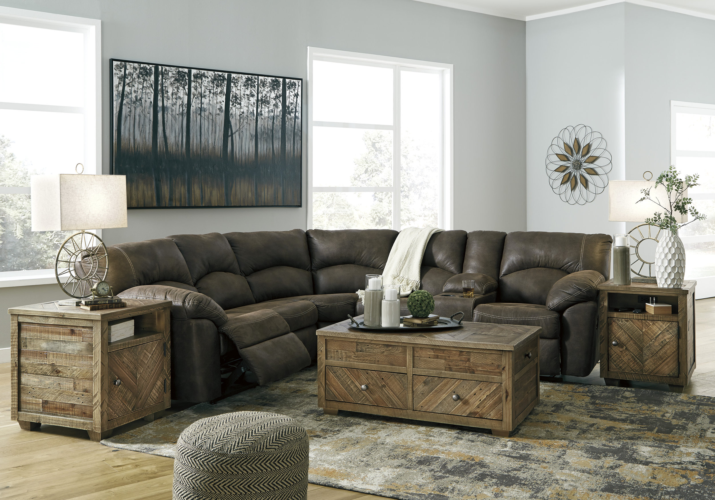Signature Design by Ashley Tambo Reclining Leather Look 2 pc Sectional 2780248/2780249