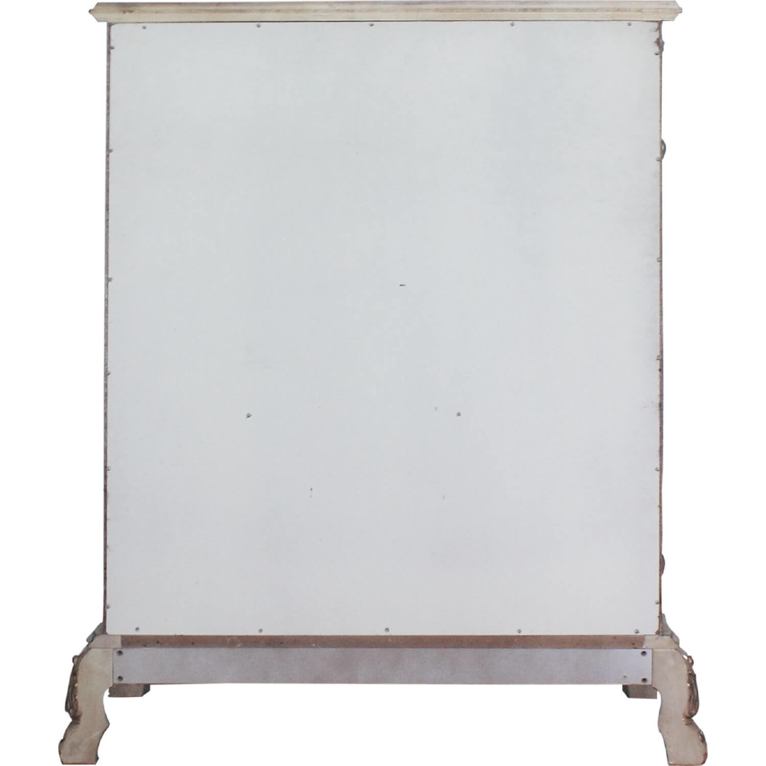 Traditional Wooden Chest with 5 Drawers and Carved Details, Silver