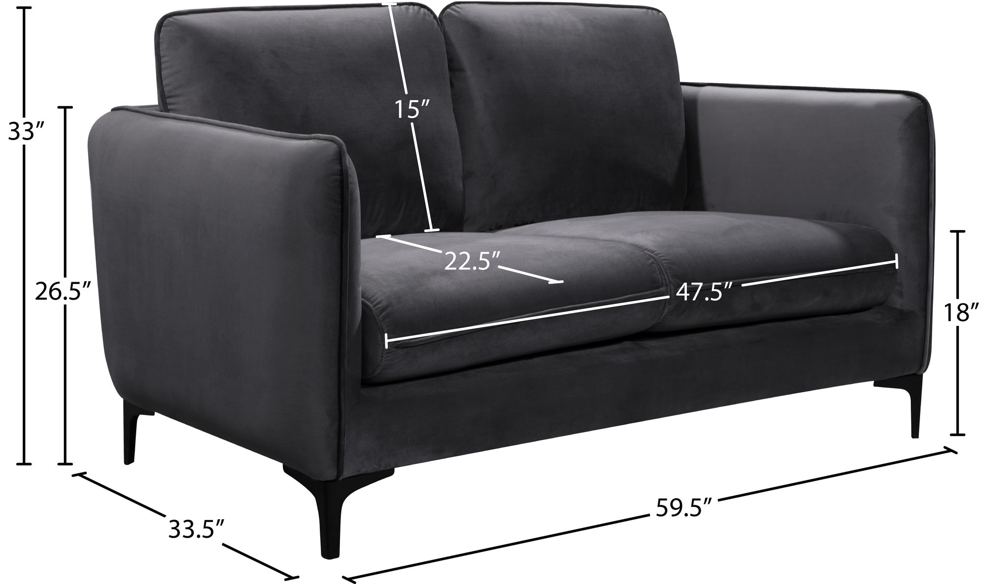 Poppy Velvet Loveseat