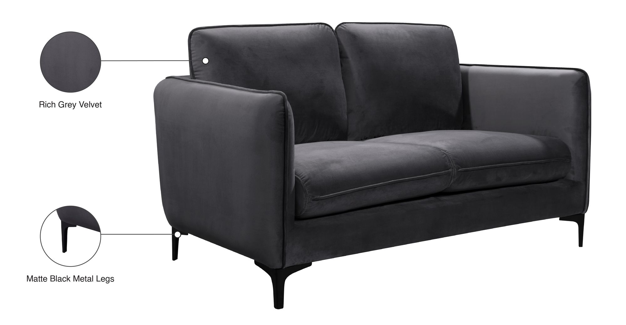 Poppy Velvet Loveseat