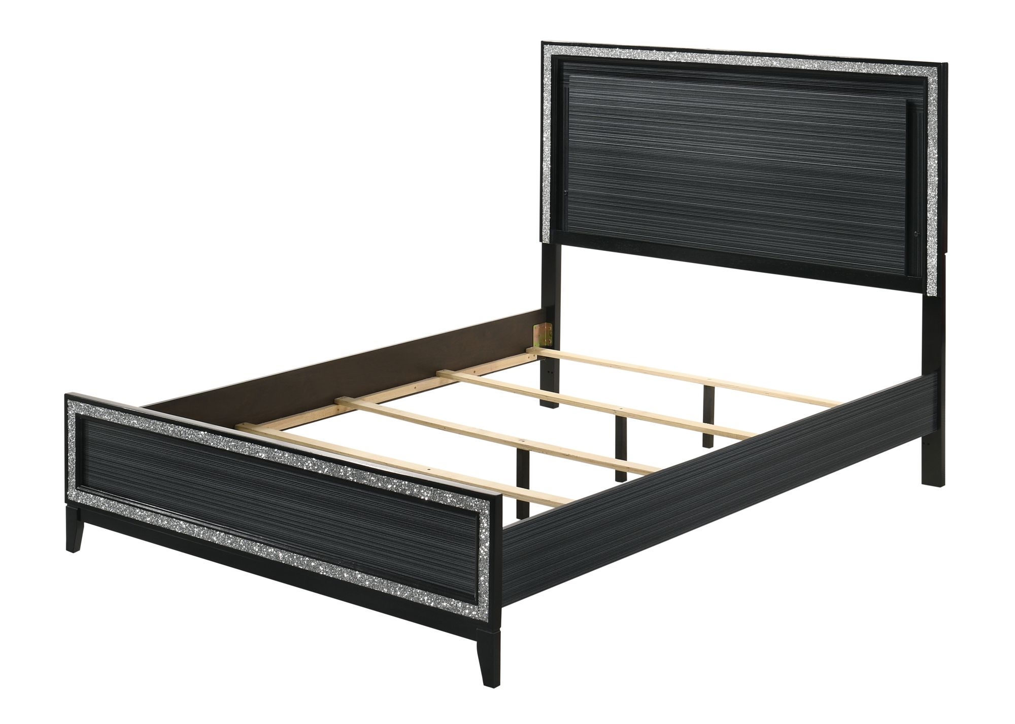 Queen Bed Frame Haiden Weathered Black Finish with LED