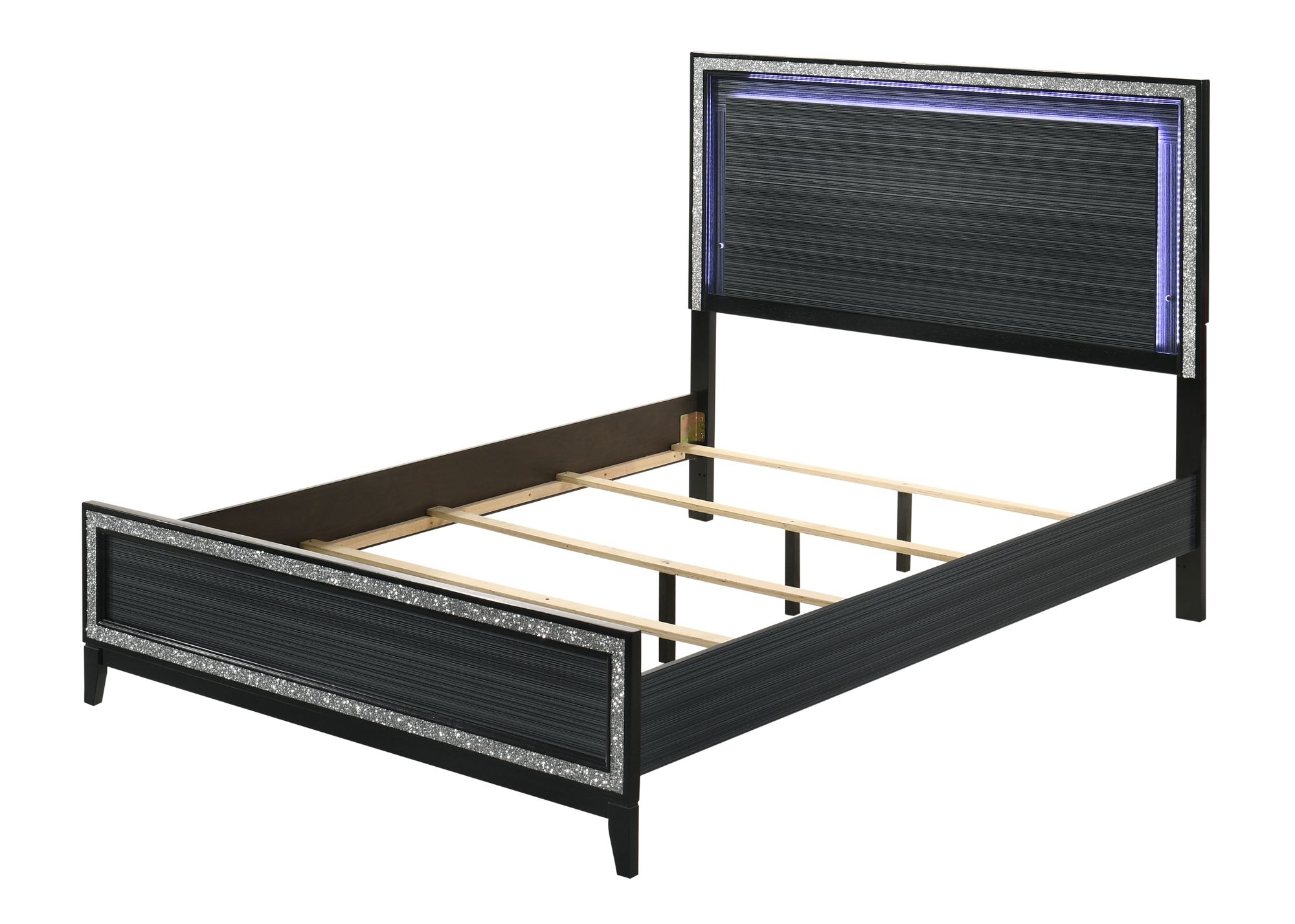 Queen Bed Frame Haiden Weathered Black Finish with LED