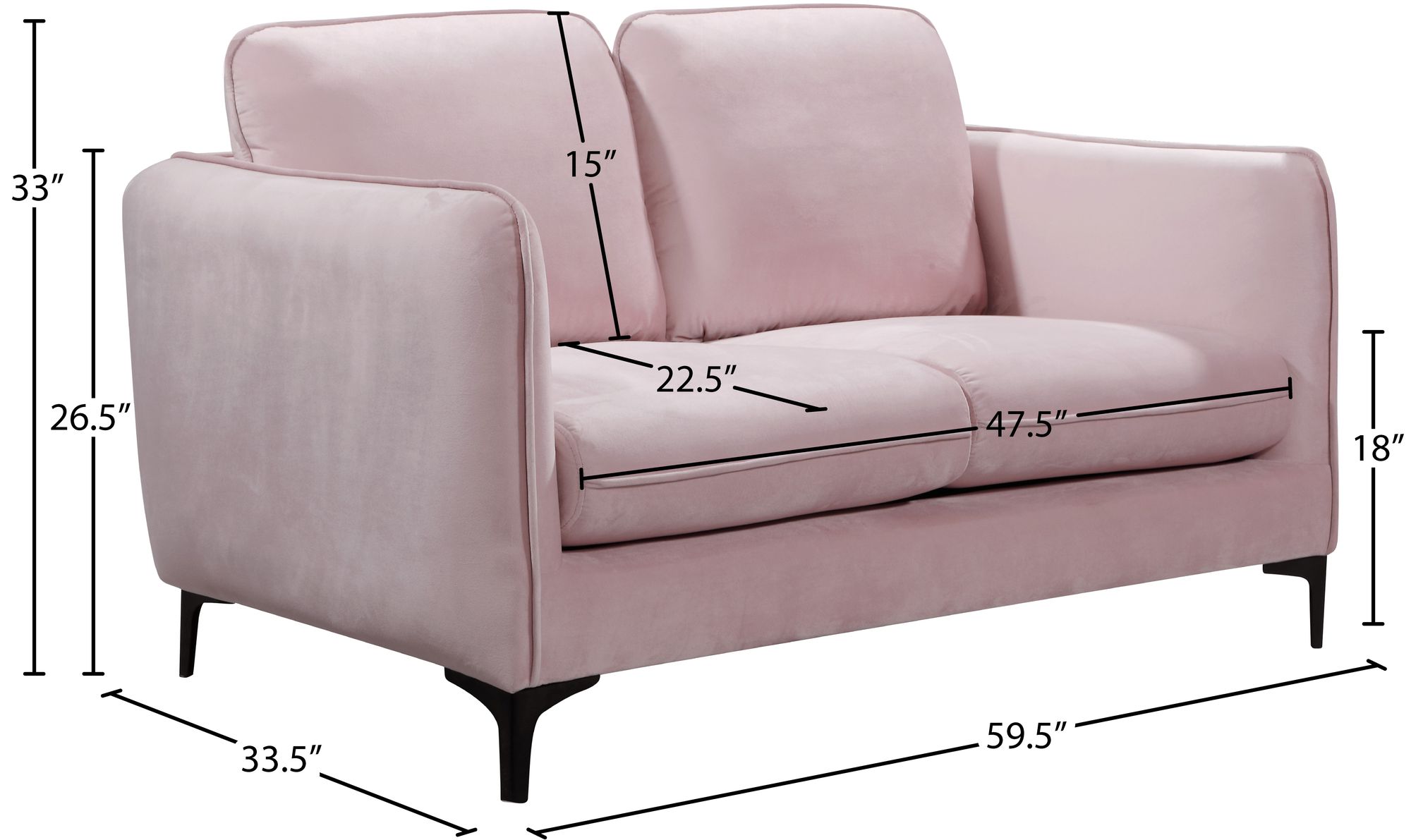 Poppy Velvet Loveseat
