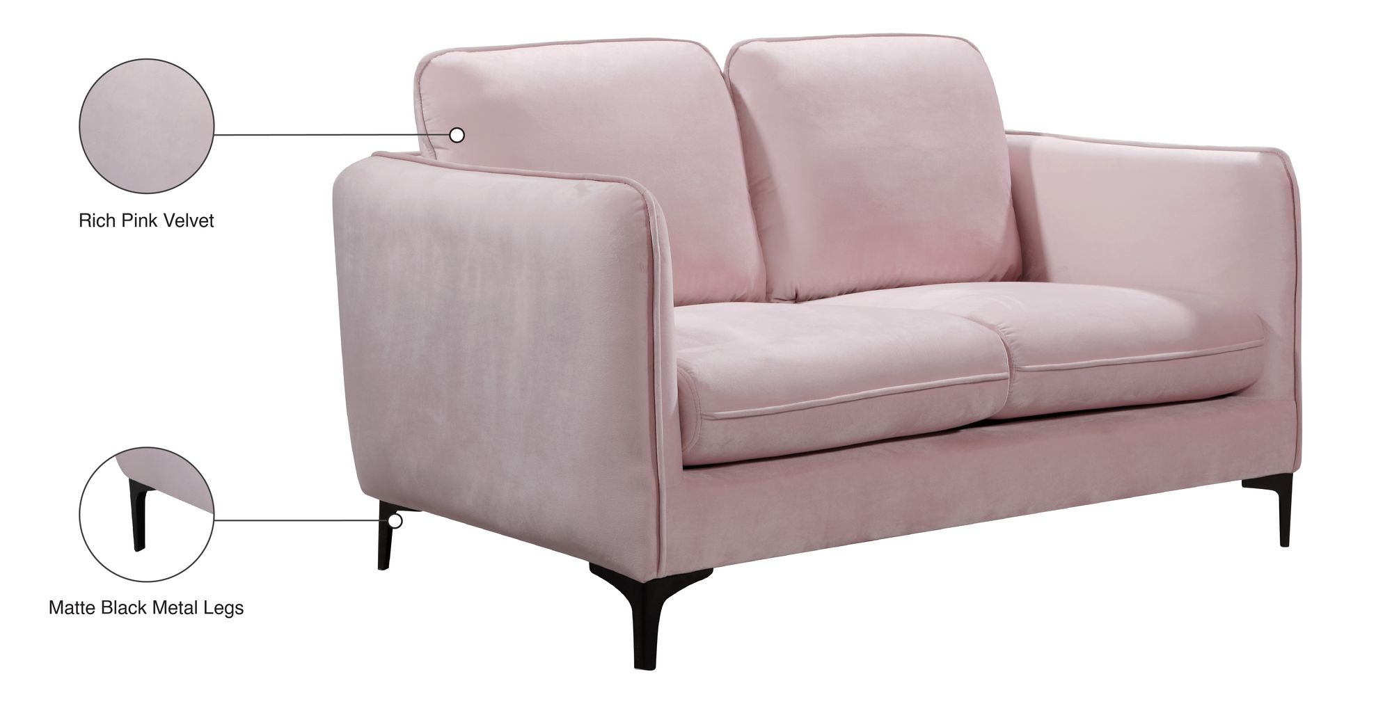 Poppy Velvet Loveseat