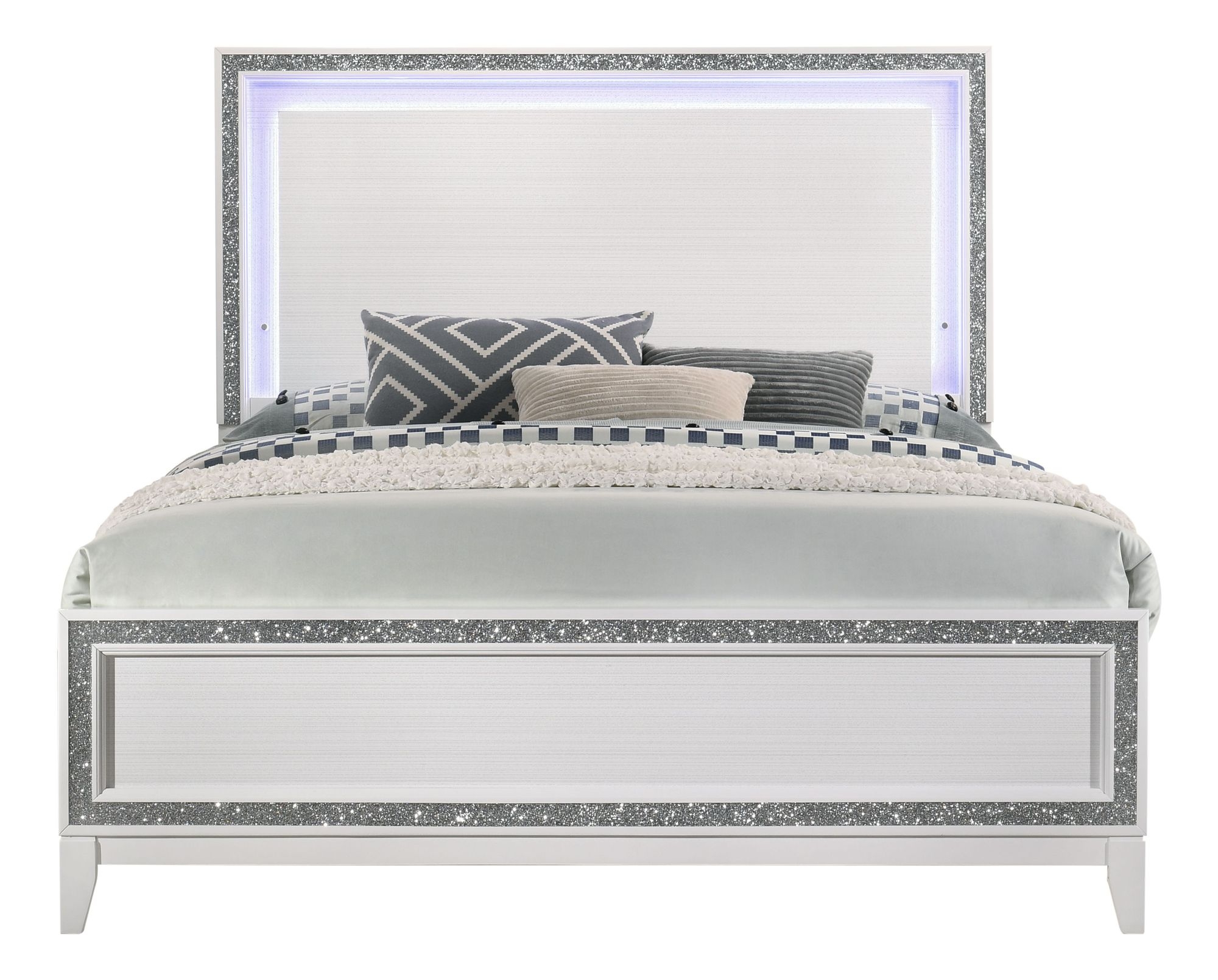 Haiden Wood Panel Bedroom Set w/LED Headboard