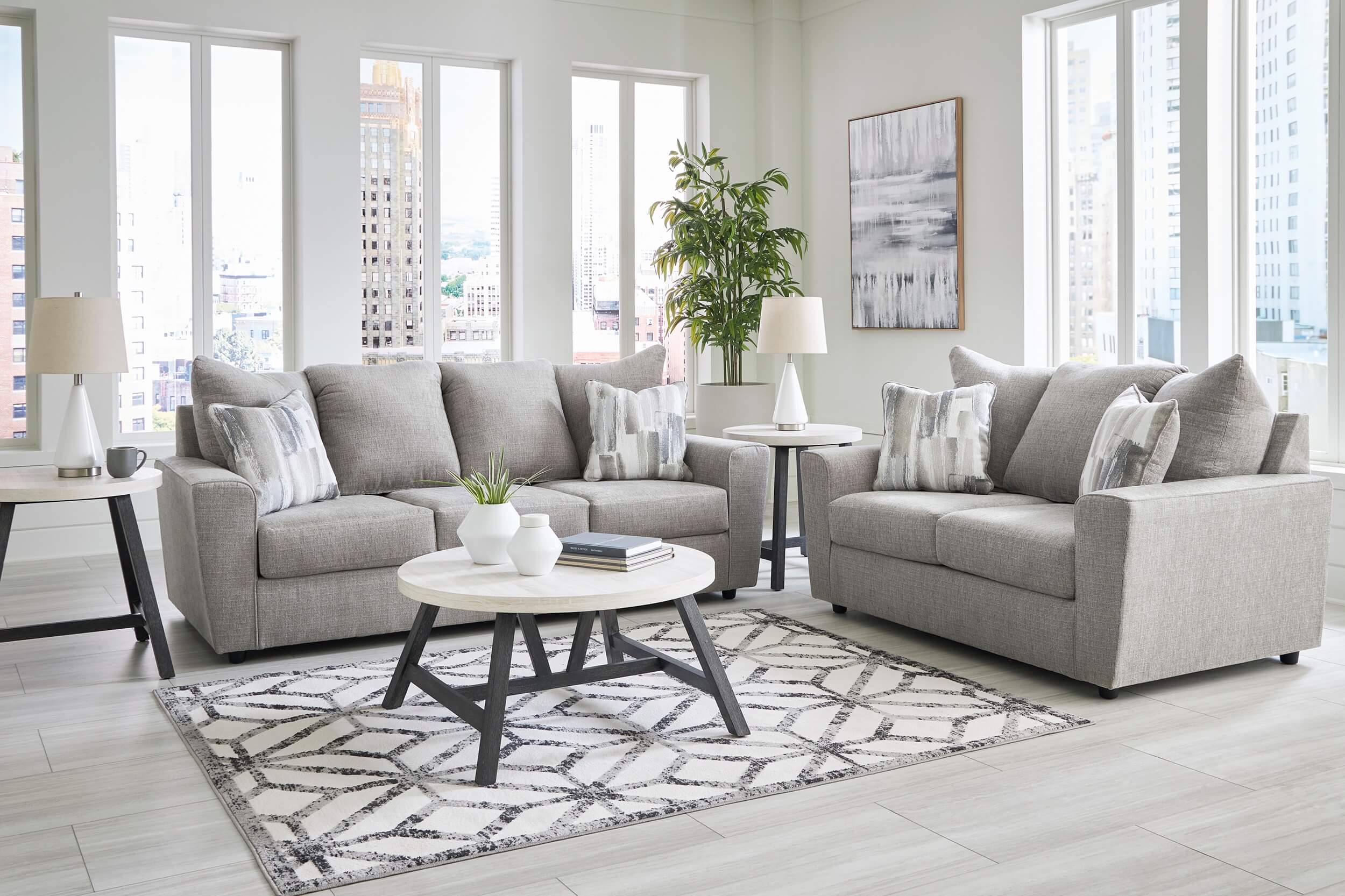 Sofa Set Grey 6 Seater A