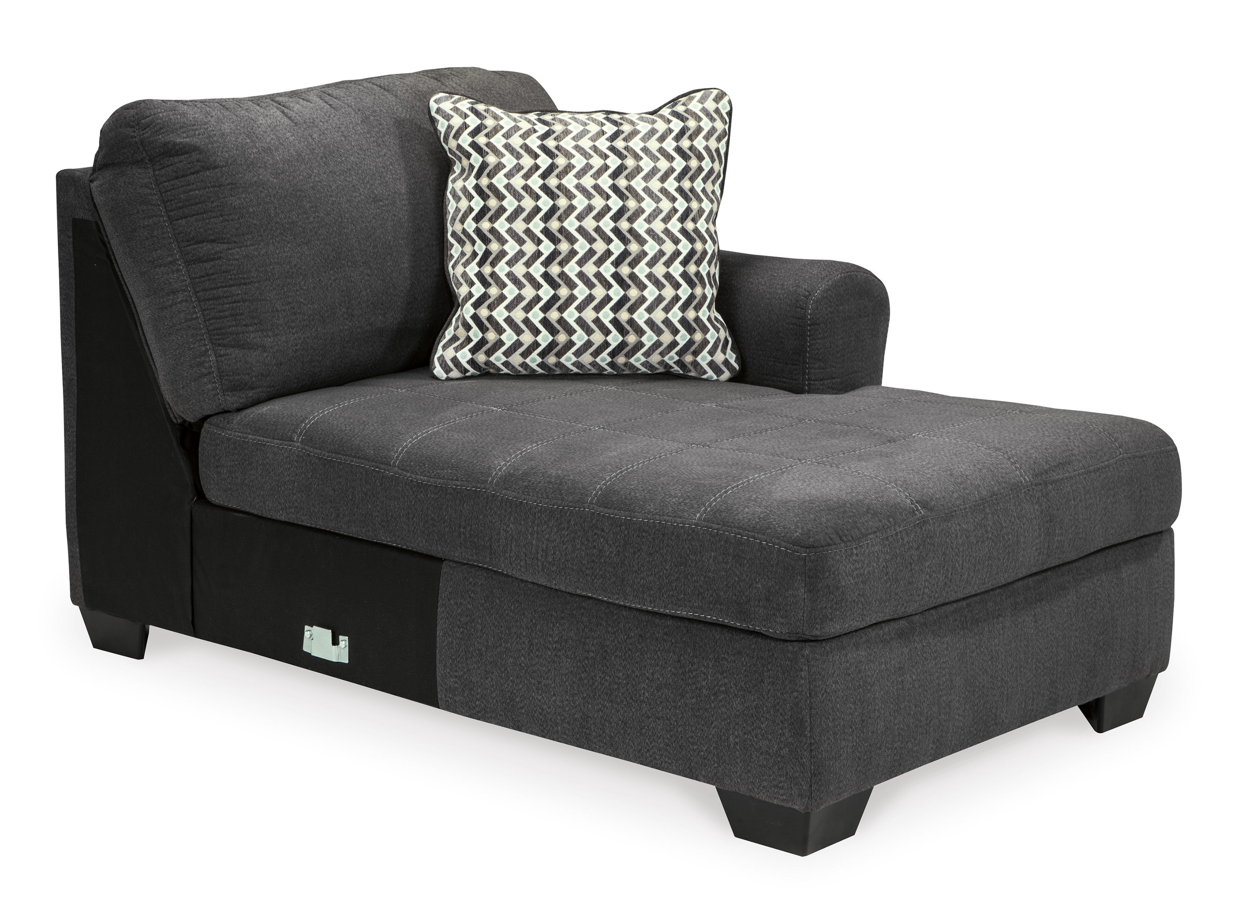 Benjara Left Arm Facing Fabric Upholstered Chaise with Pillow, Gray