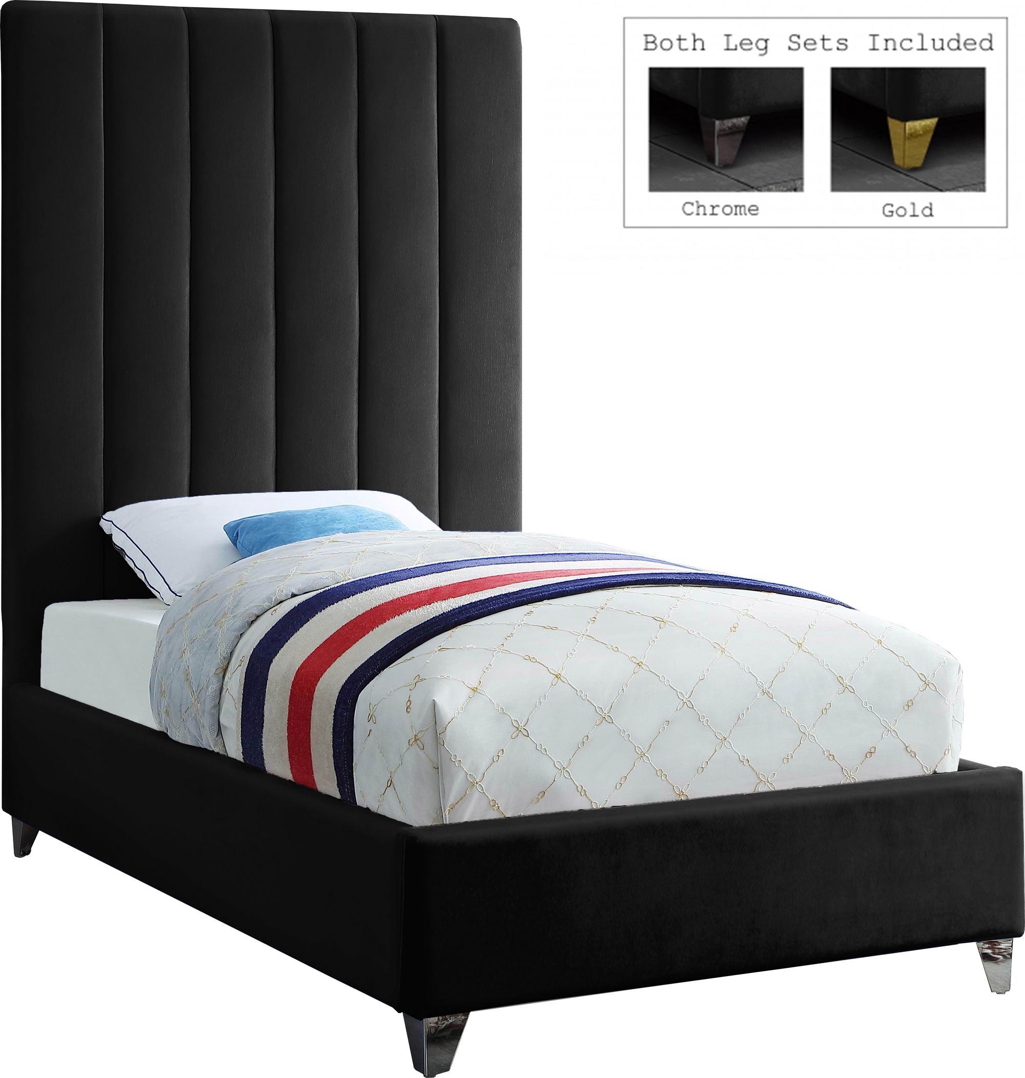 Via Velvet Twin Size Bed