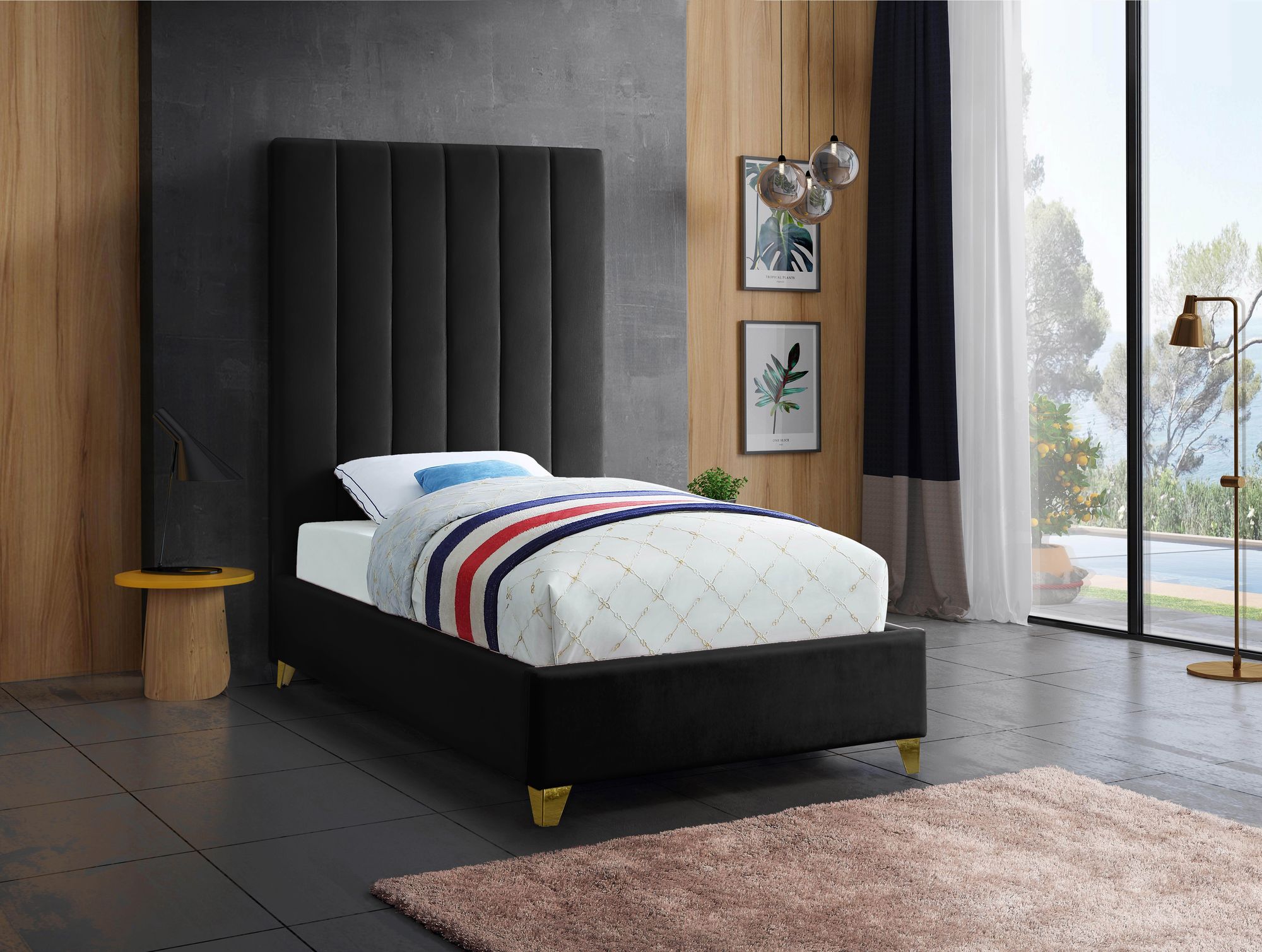 Via Velvet Twin Size Bed