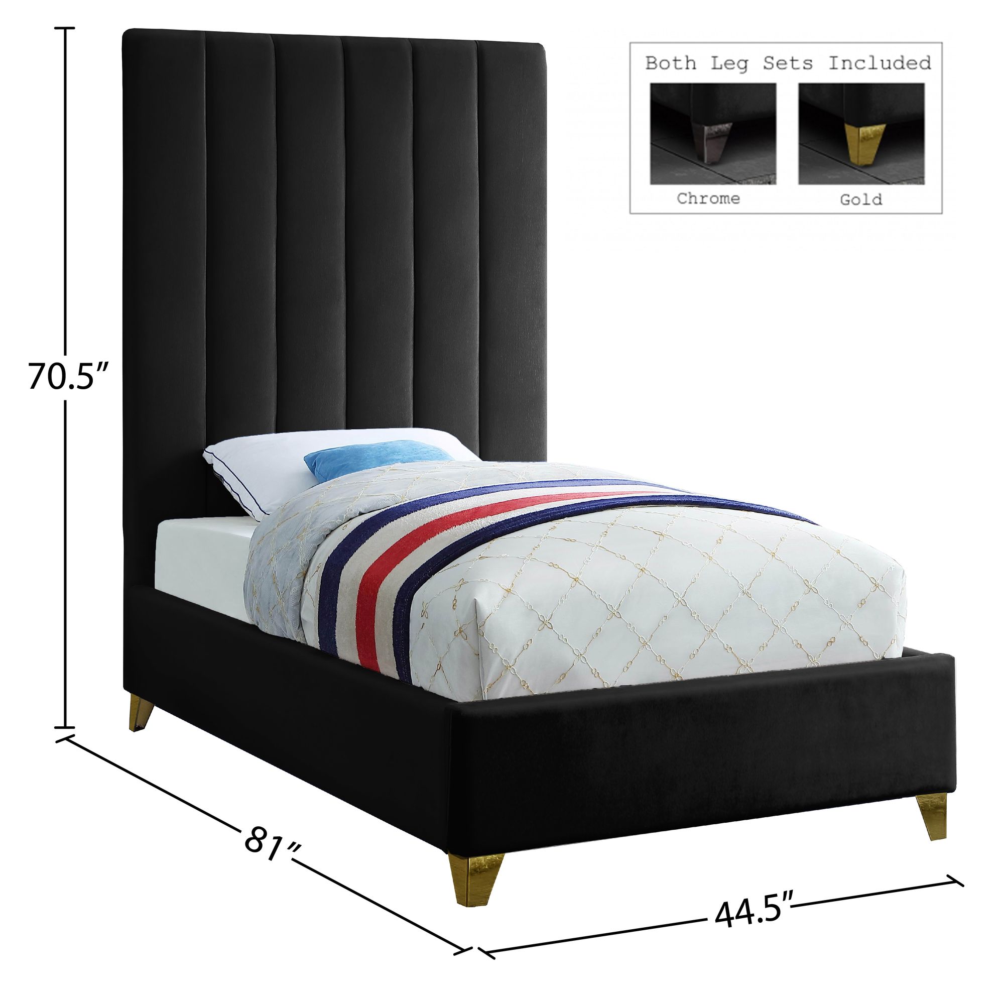 Via Velvet Twin Size Bed