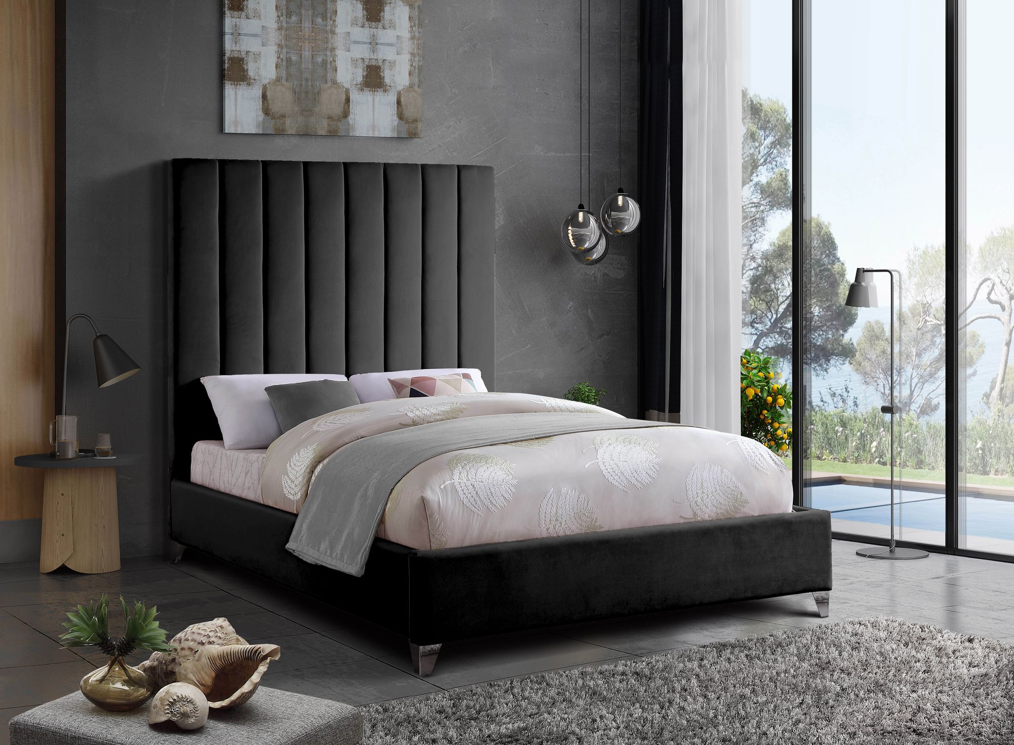 Via Velvet King Size Bed