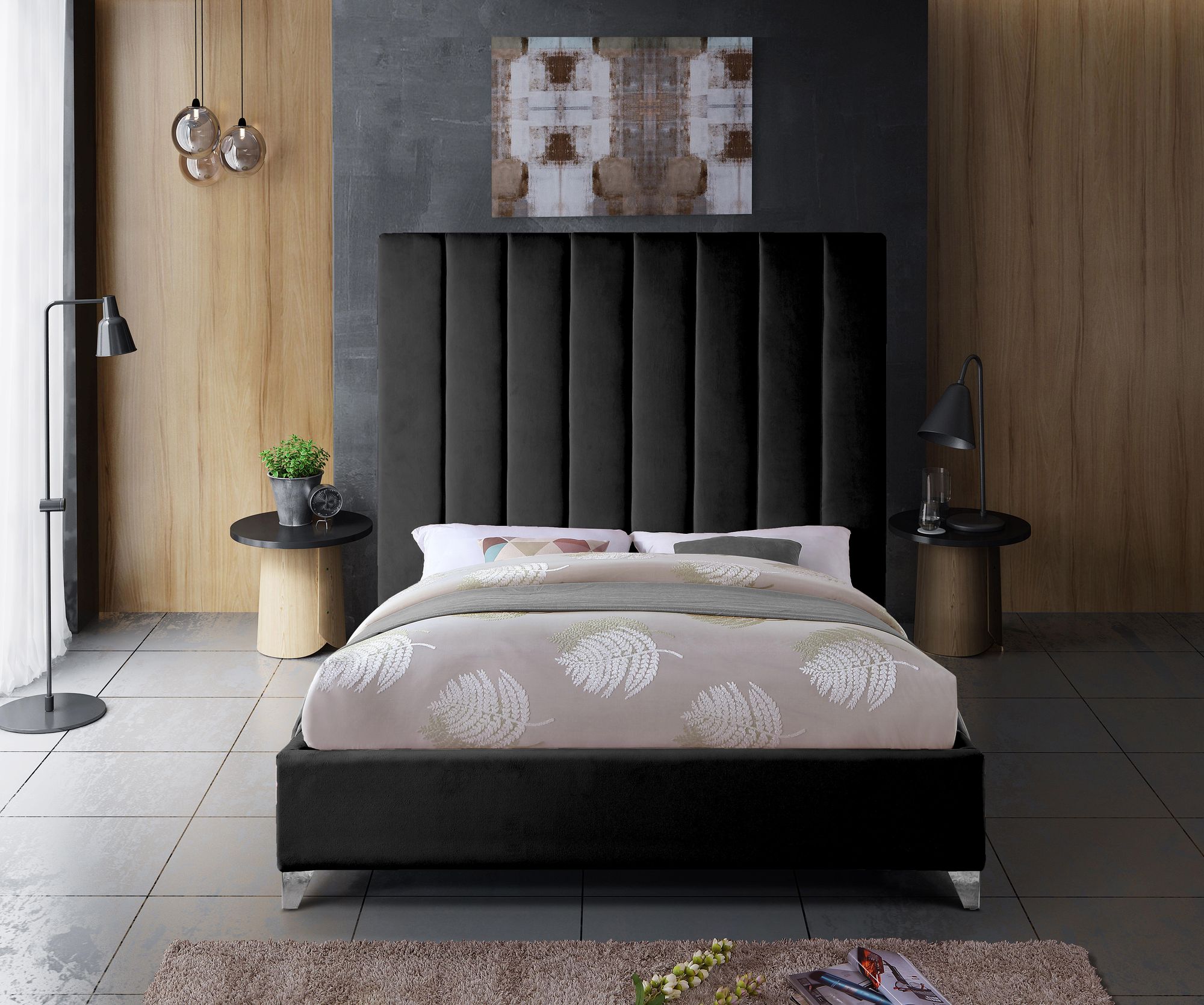 Via Velvet King Size Bed