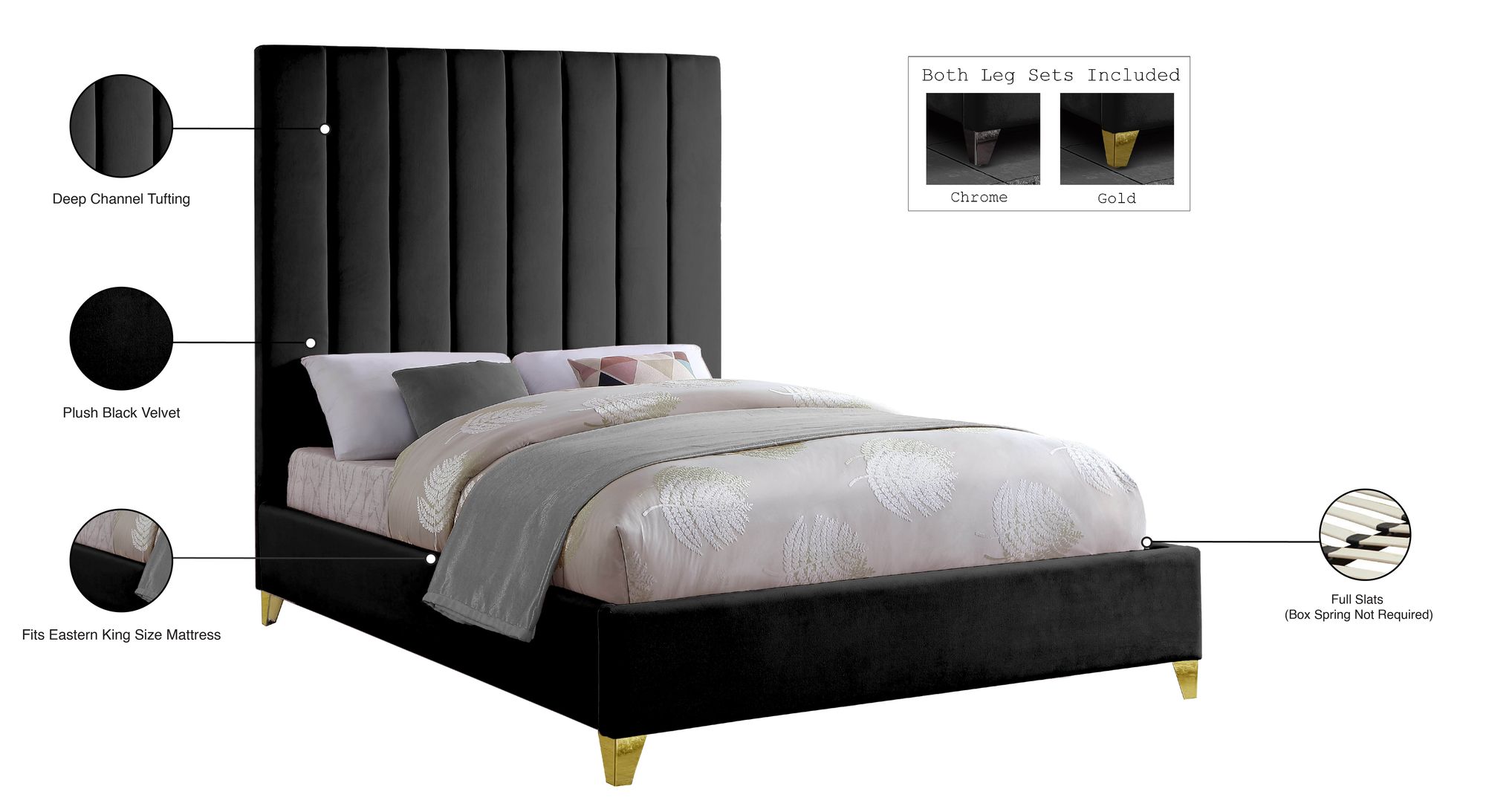 Via Velvet King Size Bed