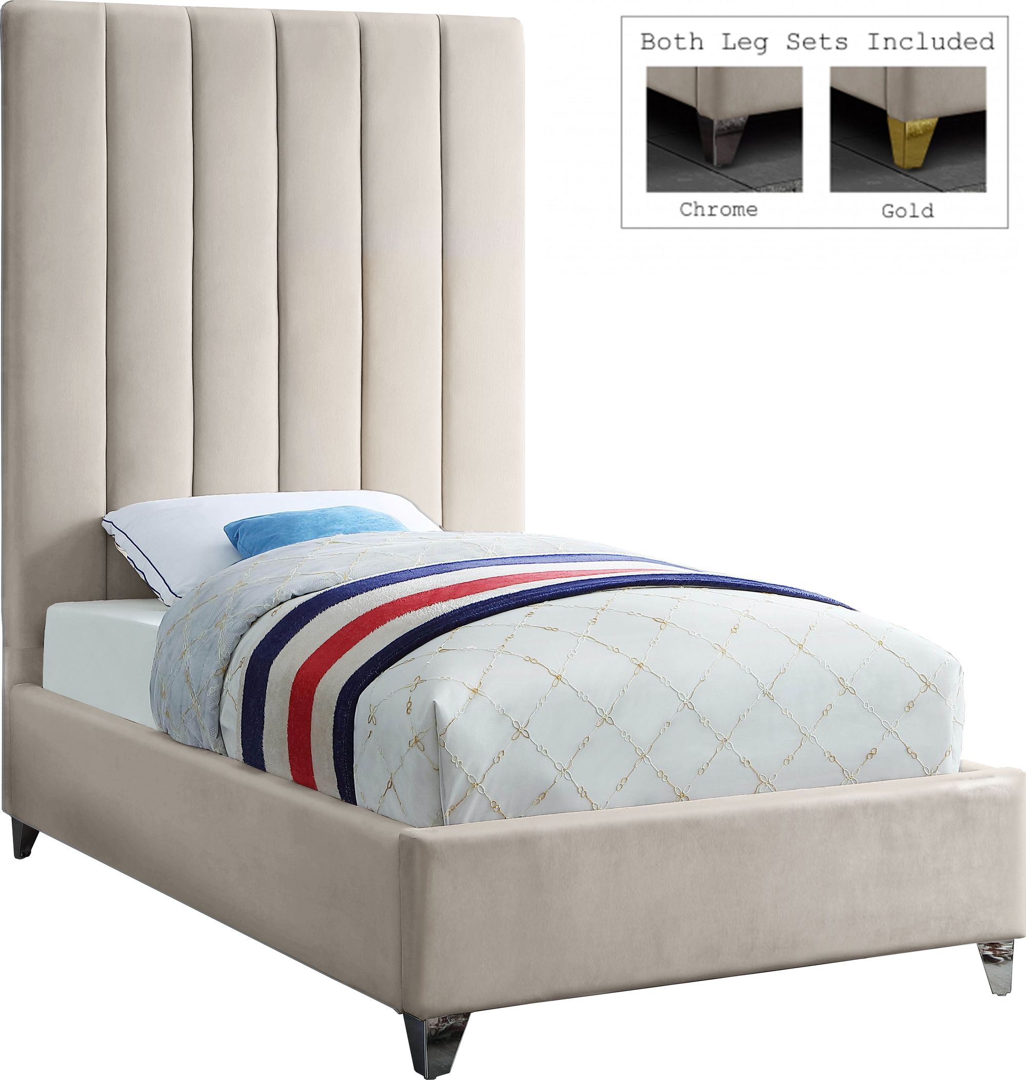 Via Velvet Twin Size Bed