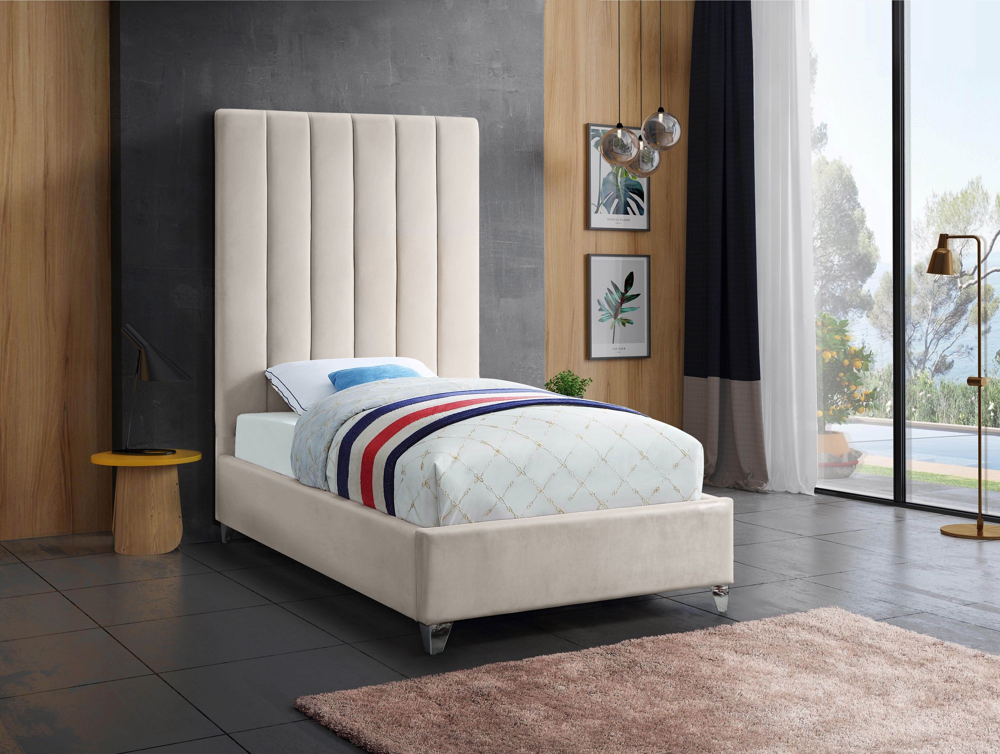 Via Velvet Twin Size Bed