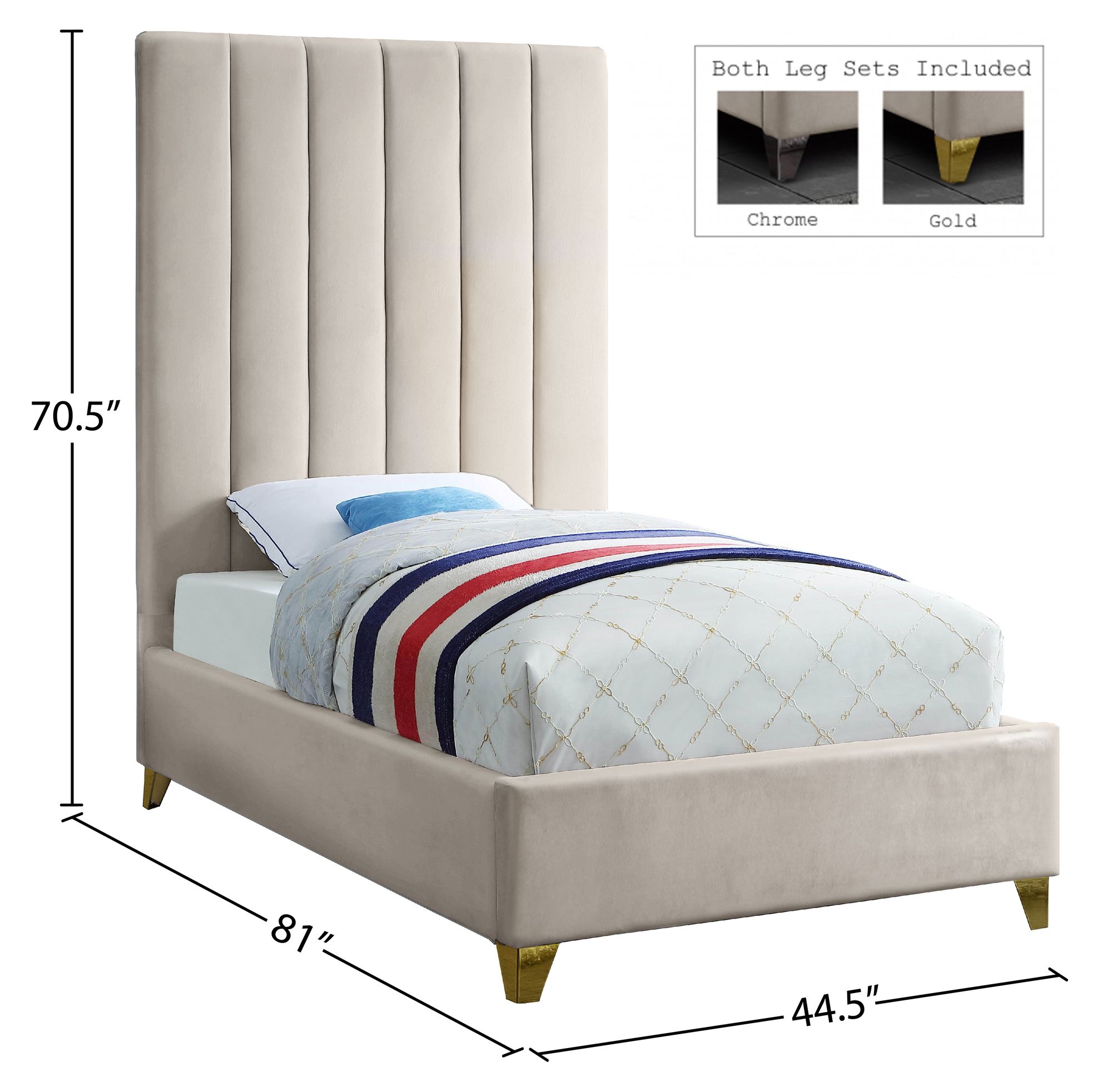 Via Velvet Twin Size Bed