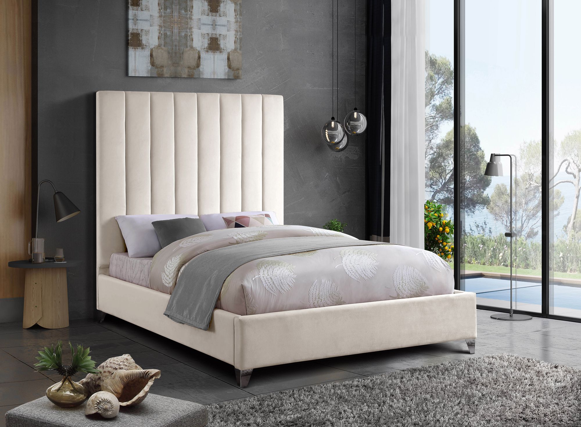 Via Velvet Queen Size Bed
