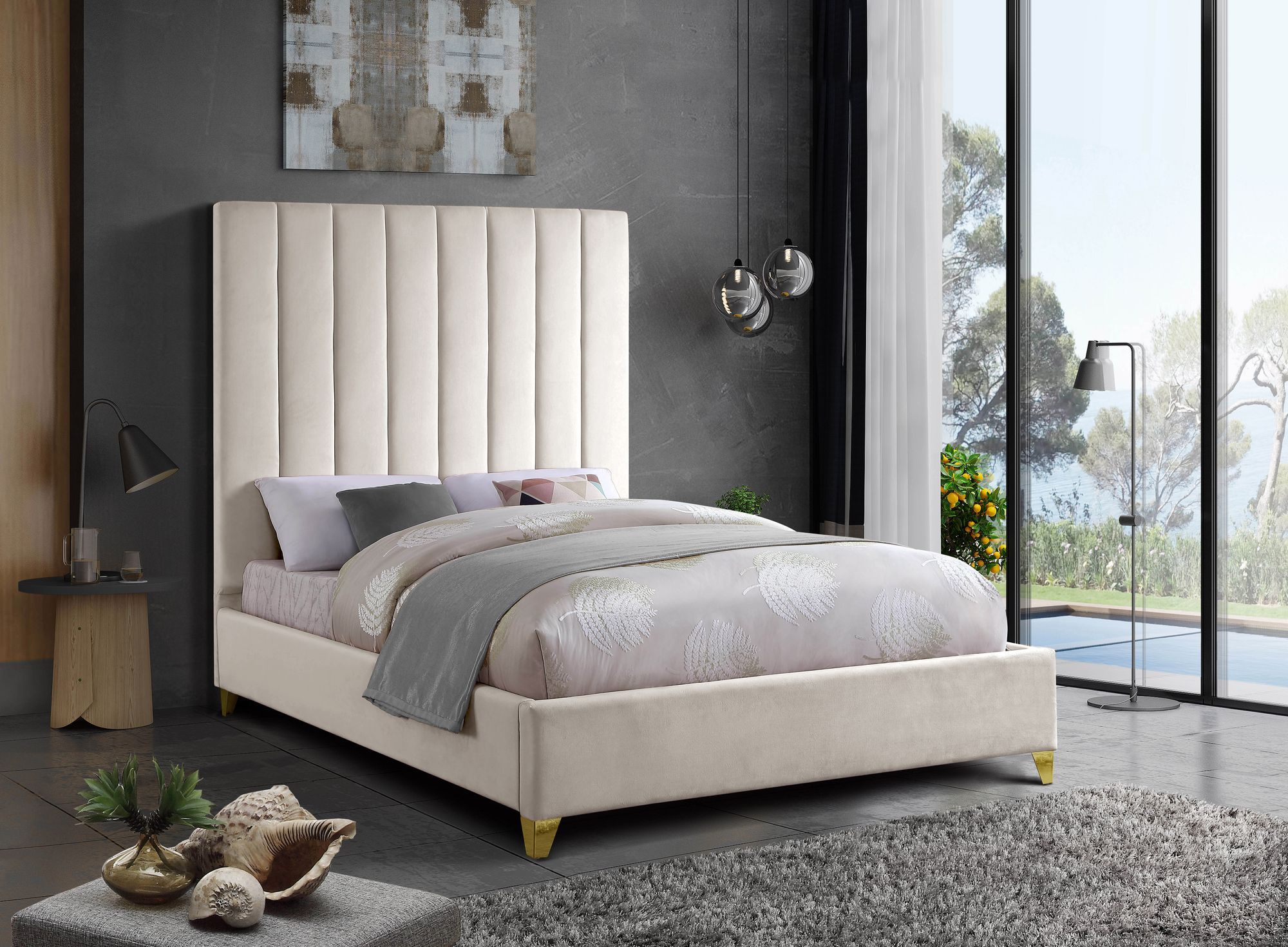 Via Velvet King Size Bed