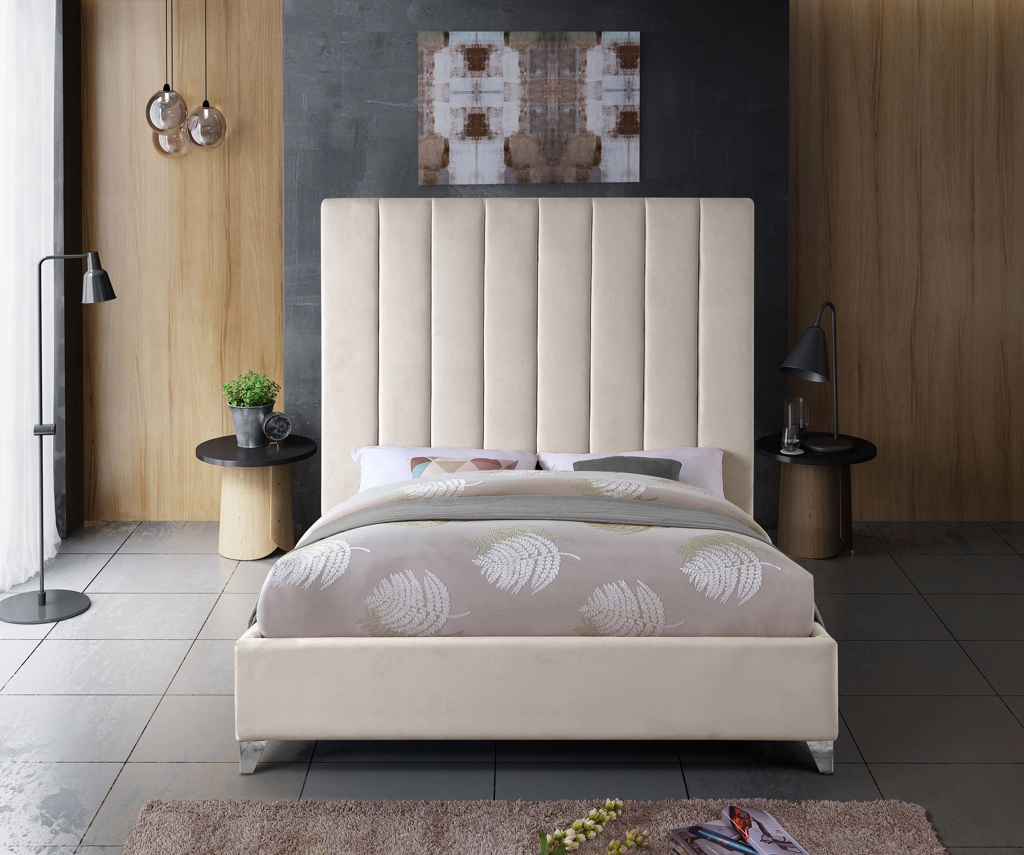 Via Velvet King Size Bed