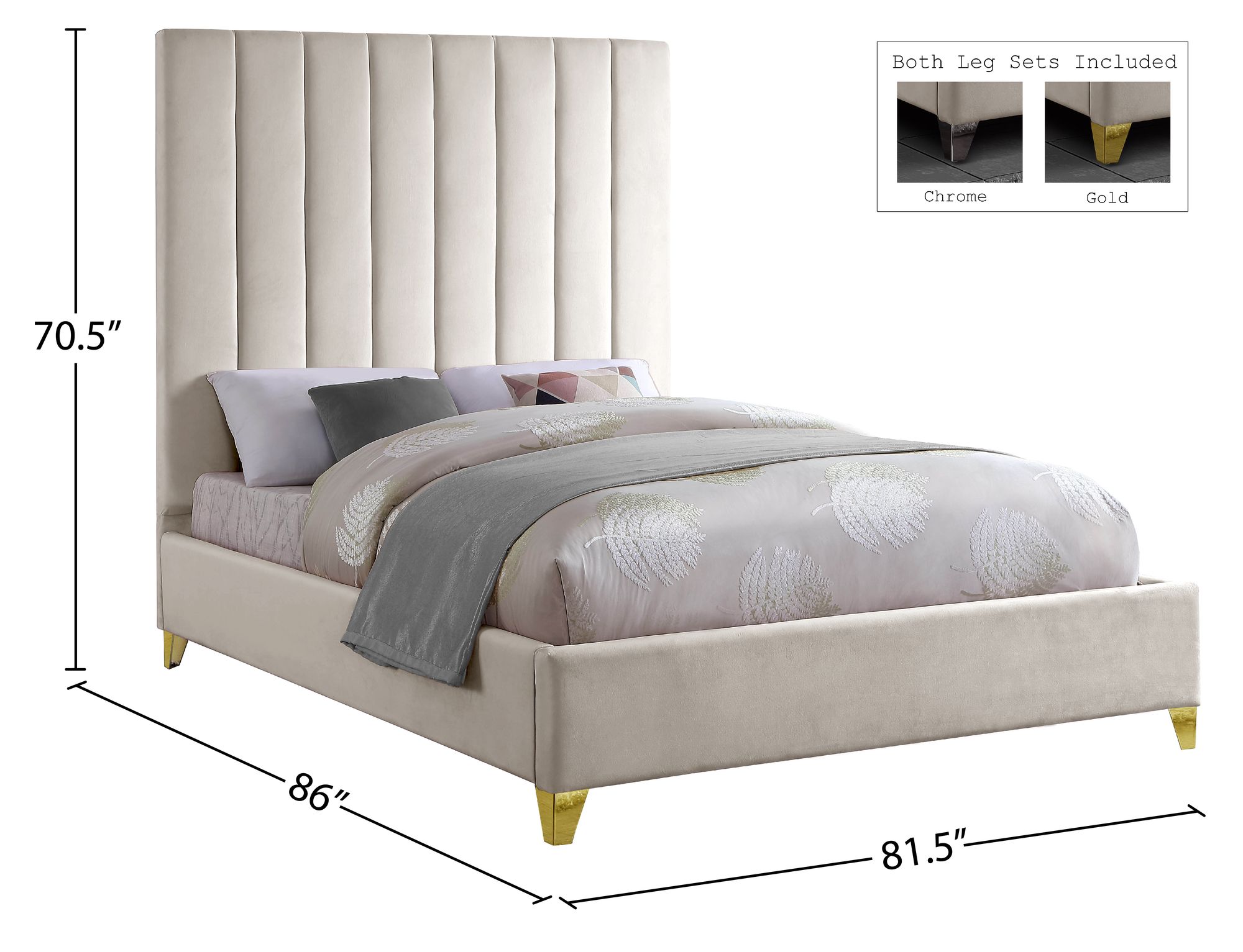 Via Velvet King Size Bed