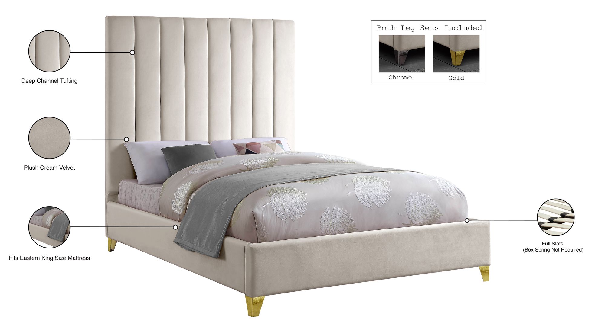 Via Velvet King Size Bed