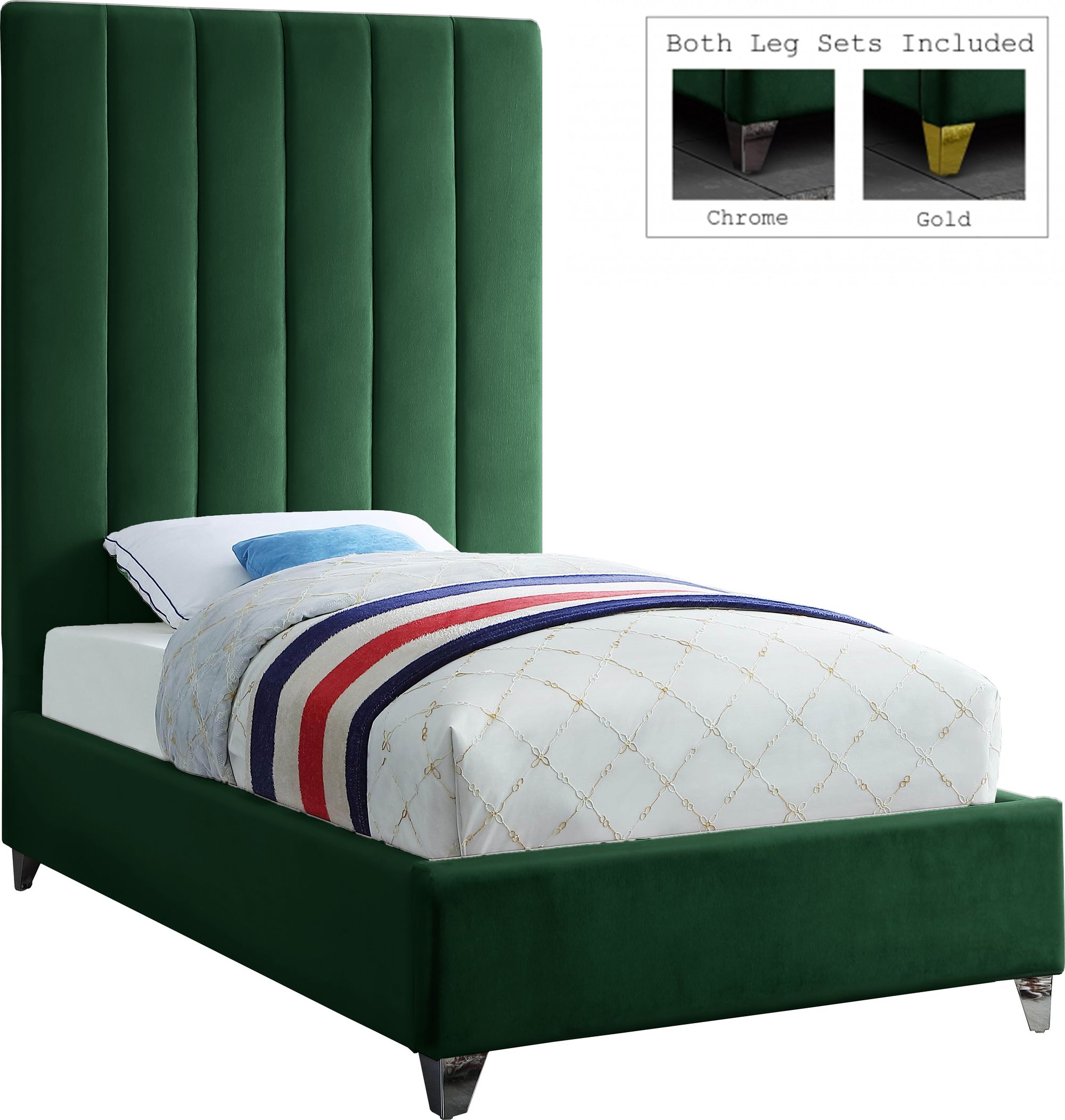 Via Velvet Twin Size Bed
