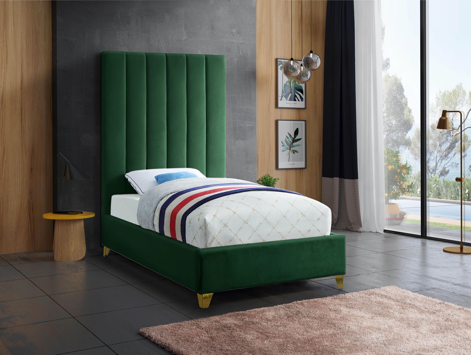 Via Velvet Twin Size Bed