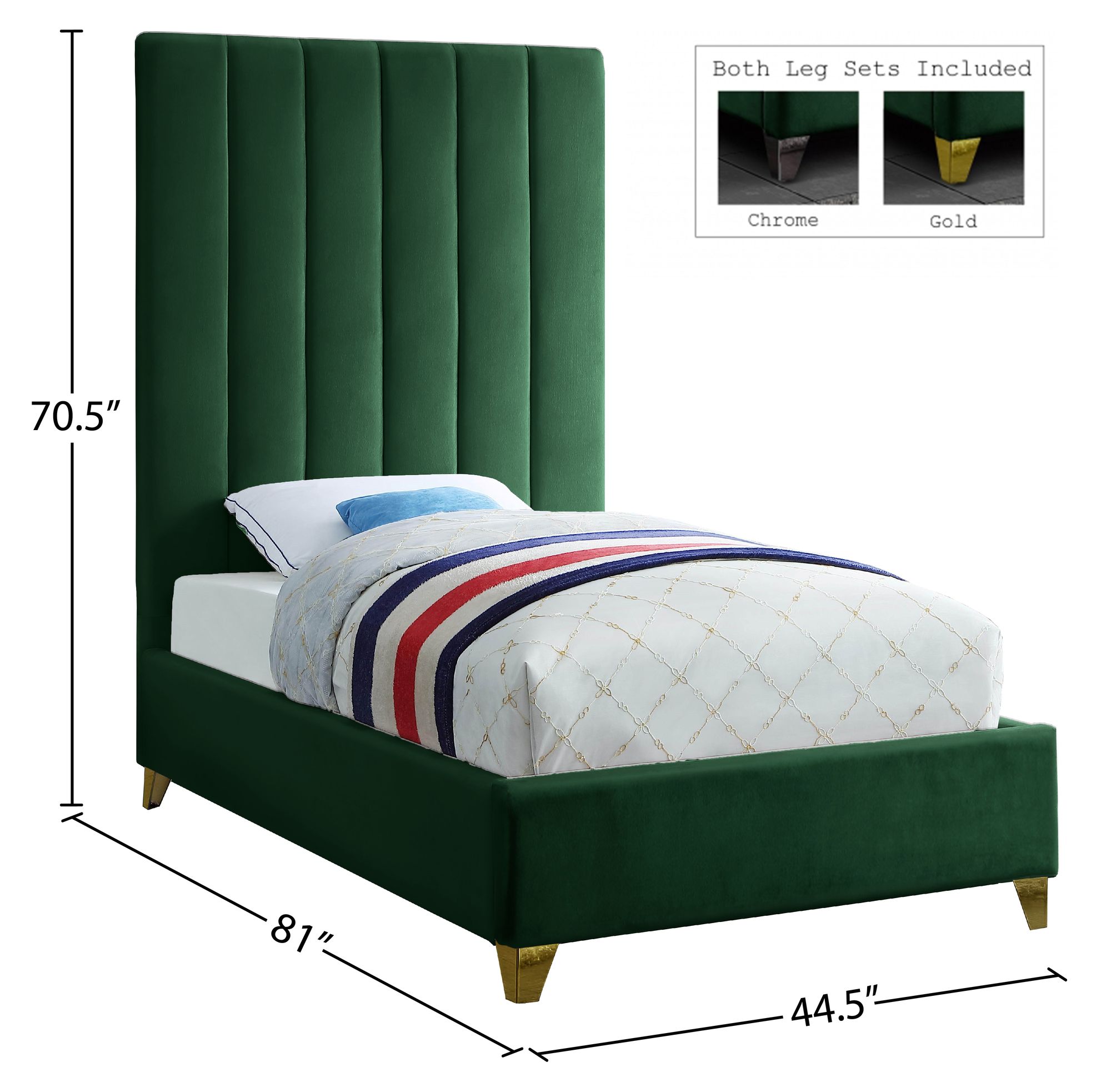 Via Velvet Twin Size Bed