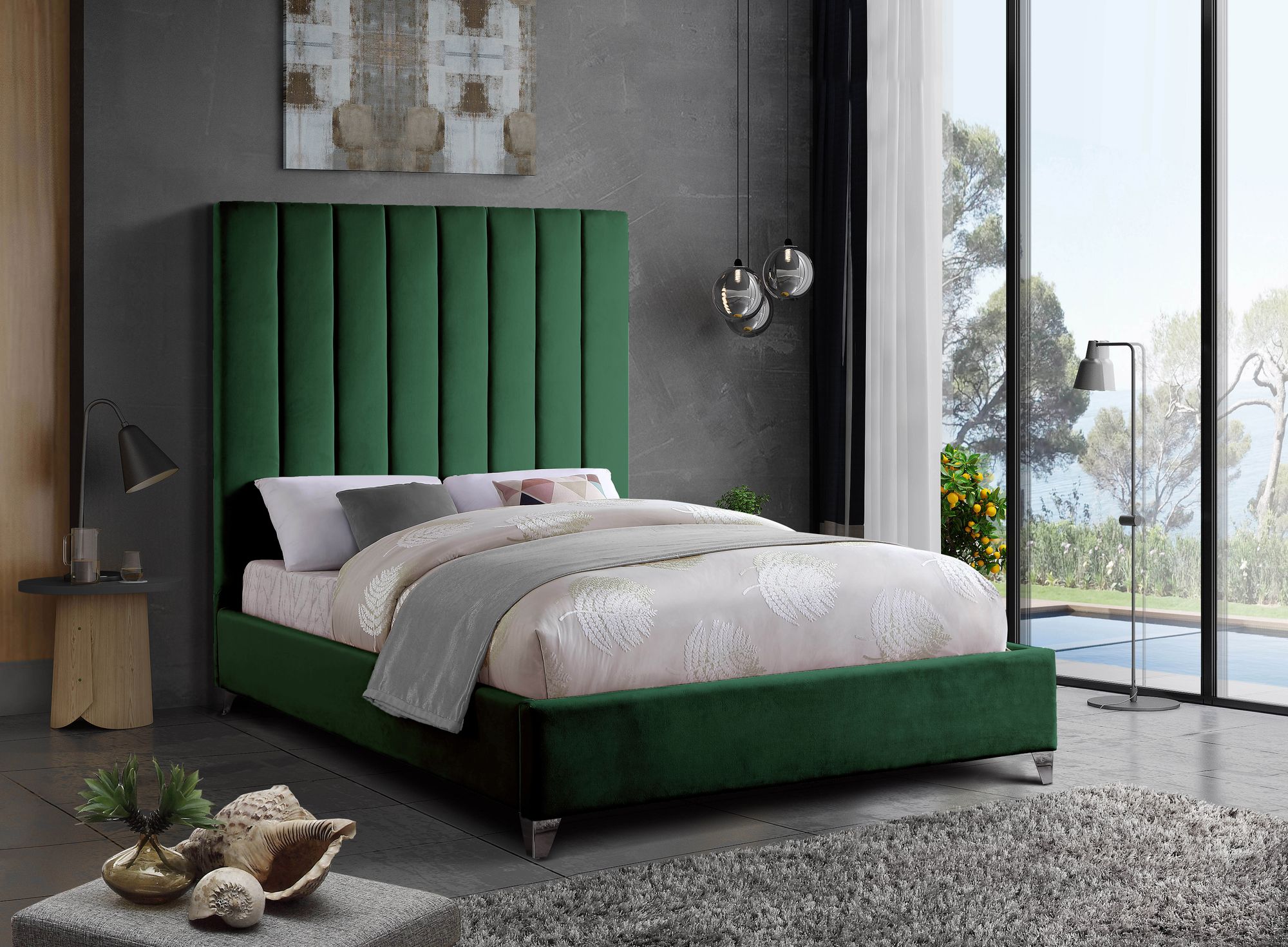 Via Velvet King Size Bed