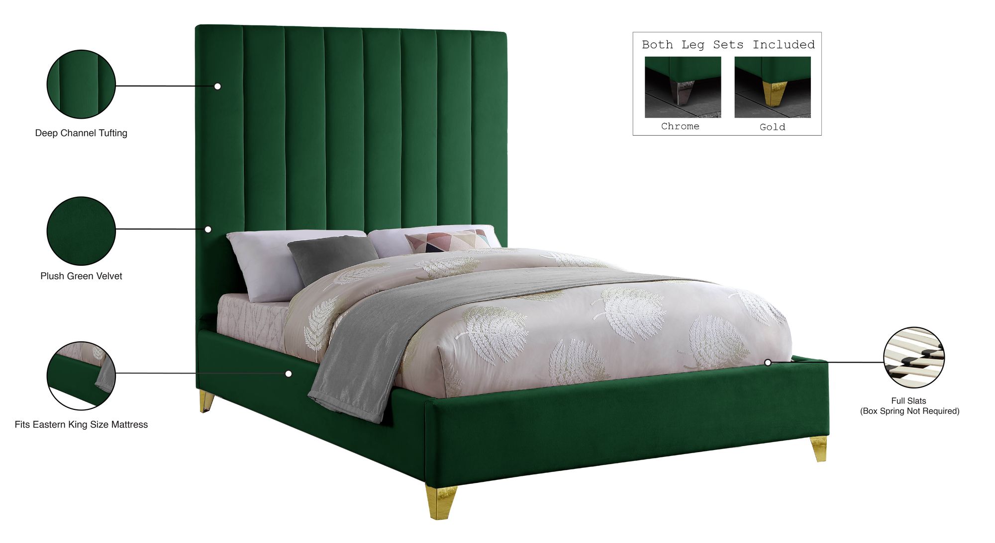 Via Velvet King Size Bed
