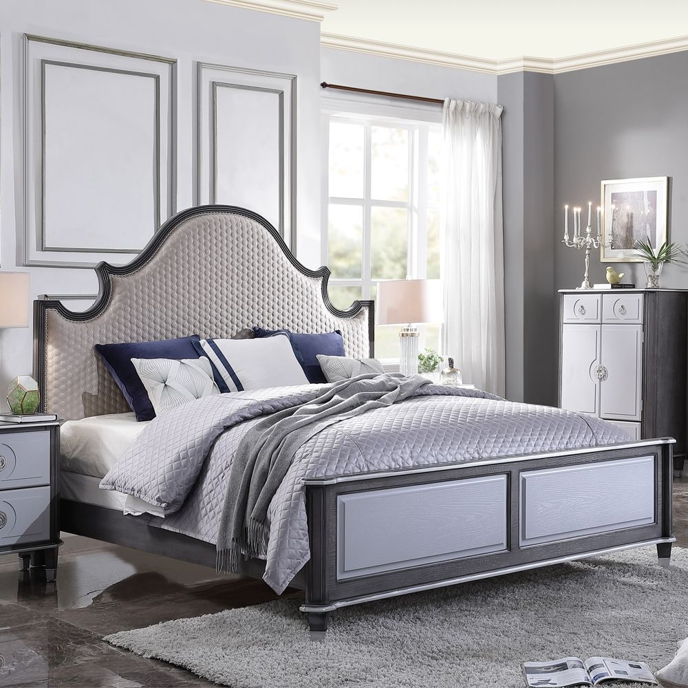 House Beatrice Fabric/Wood Panel Bed, Queen Size
