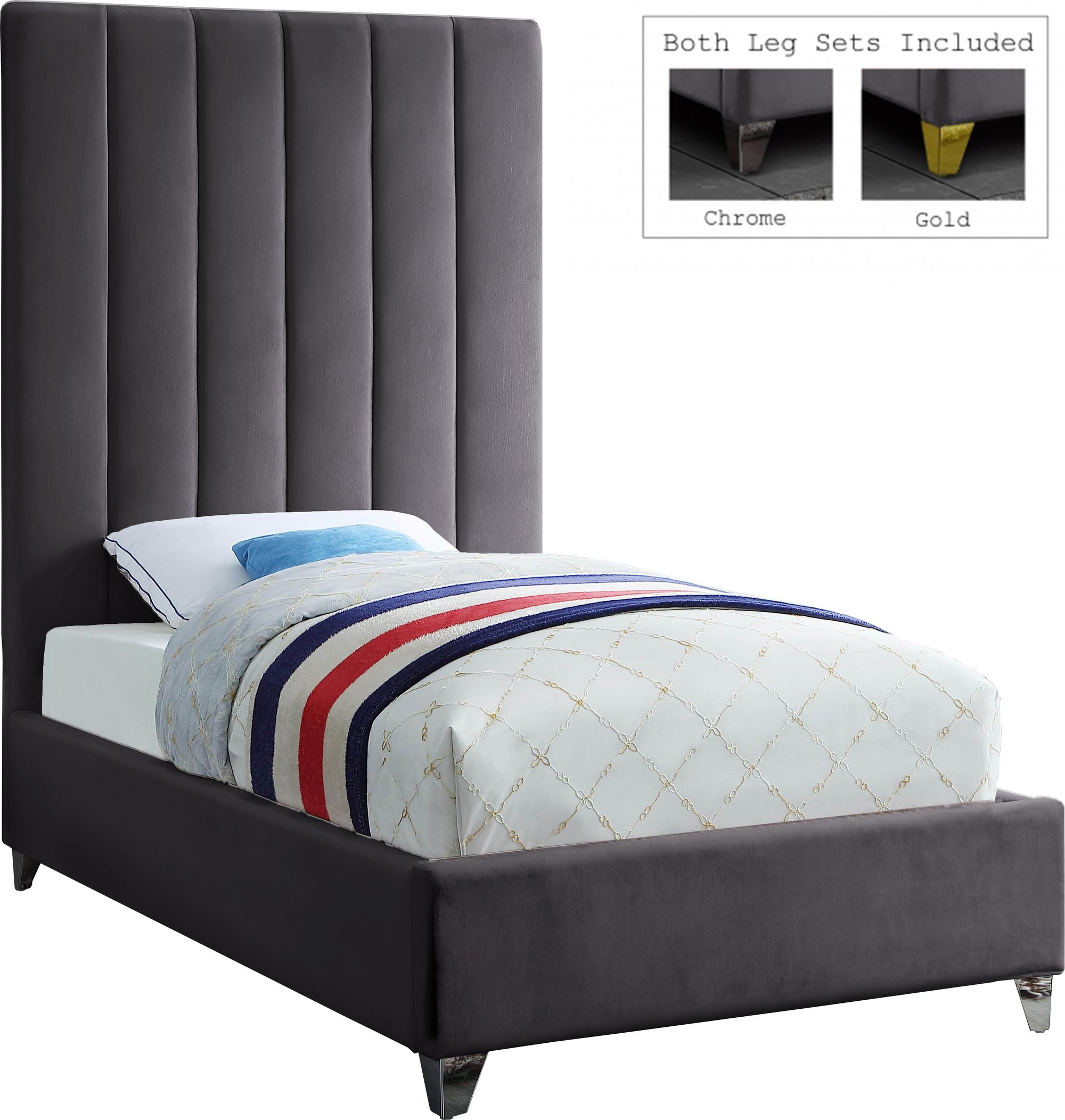 Via Velvet Twin Size Bed