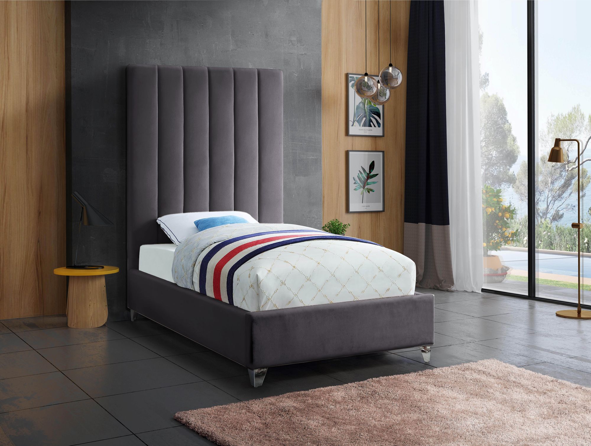 Via Velvet Twin Size Bed