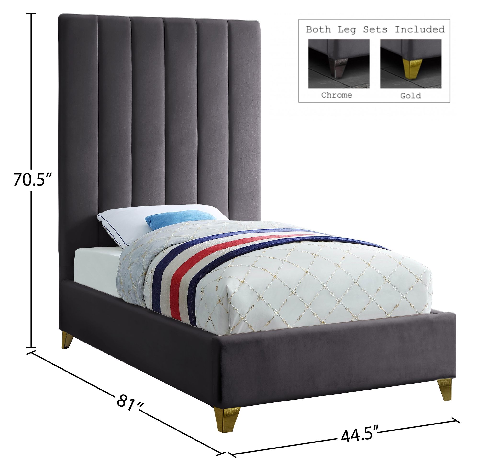 Via Velvet Twin Size Bed