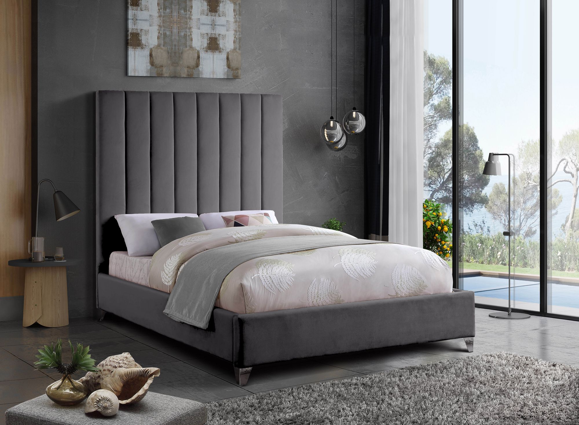 Via Velvet King Size Bed