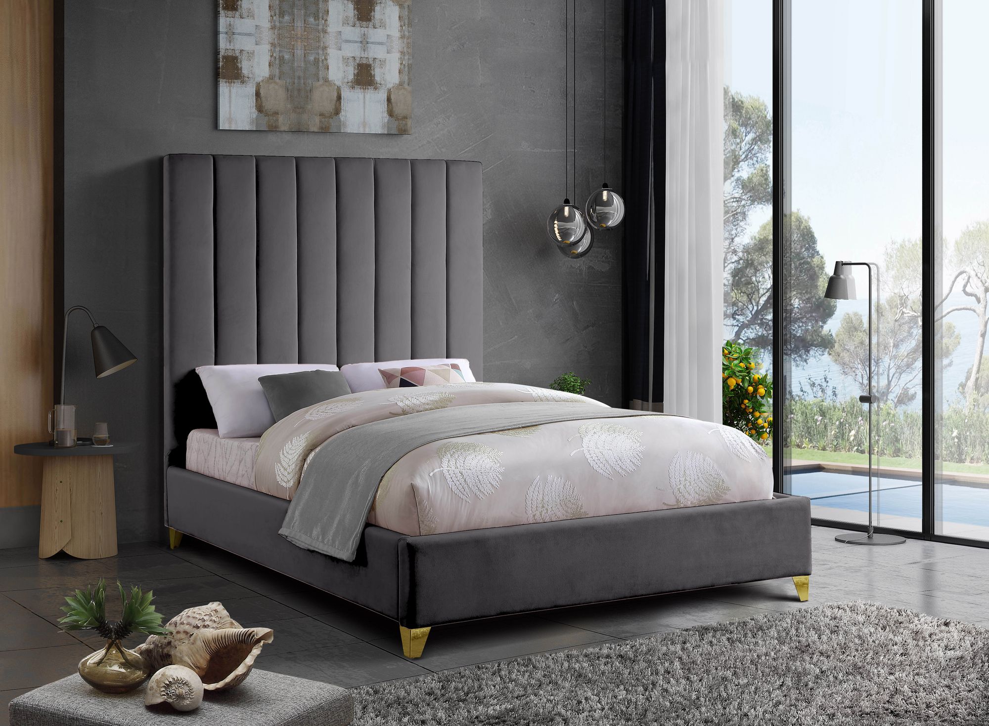 Via Velvet King Size Bed