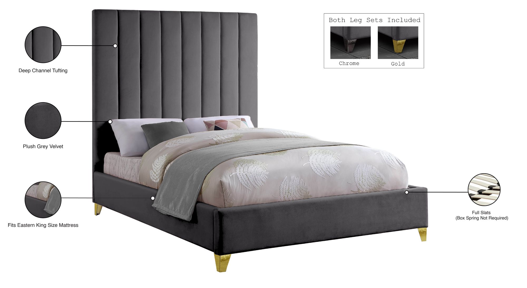 Via Velvet King Size Bed