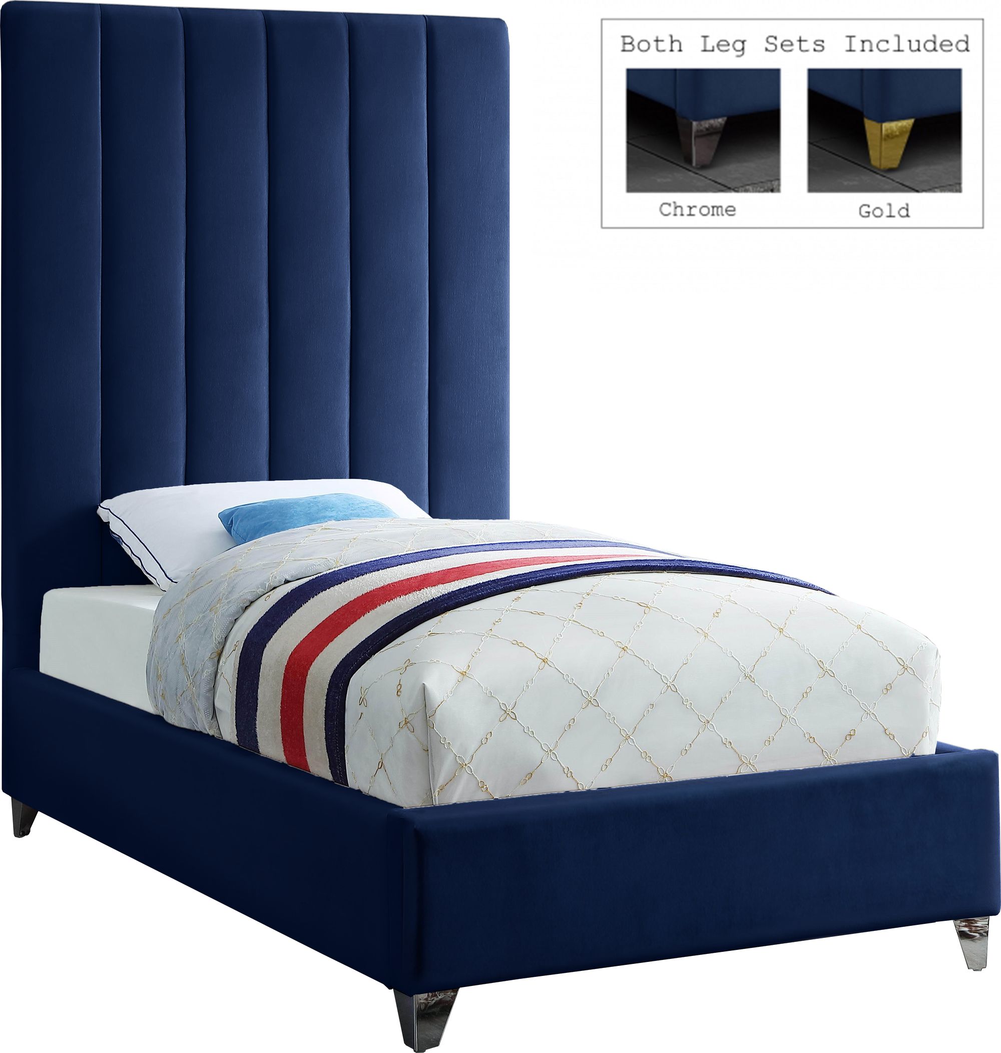 Via Velvet Twin Size Bed