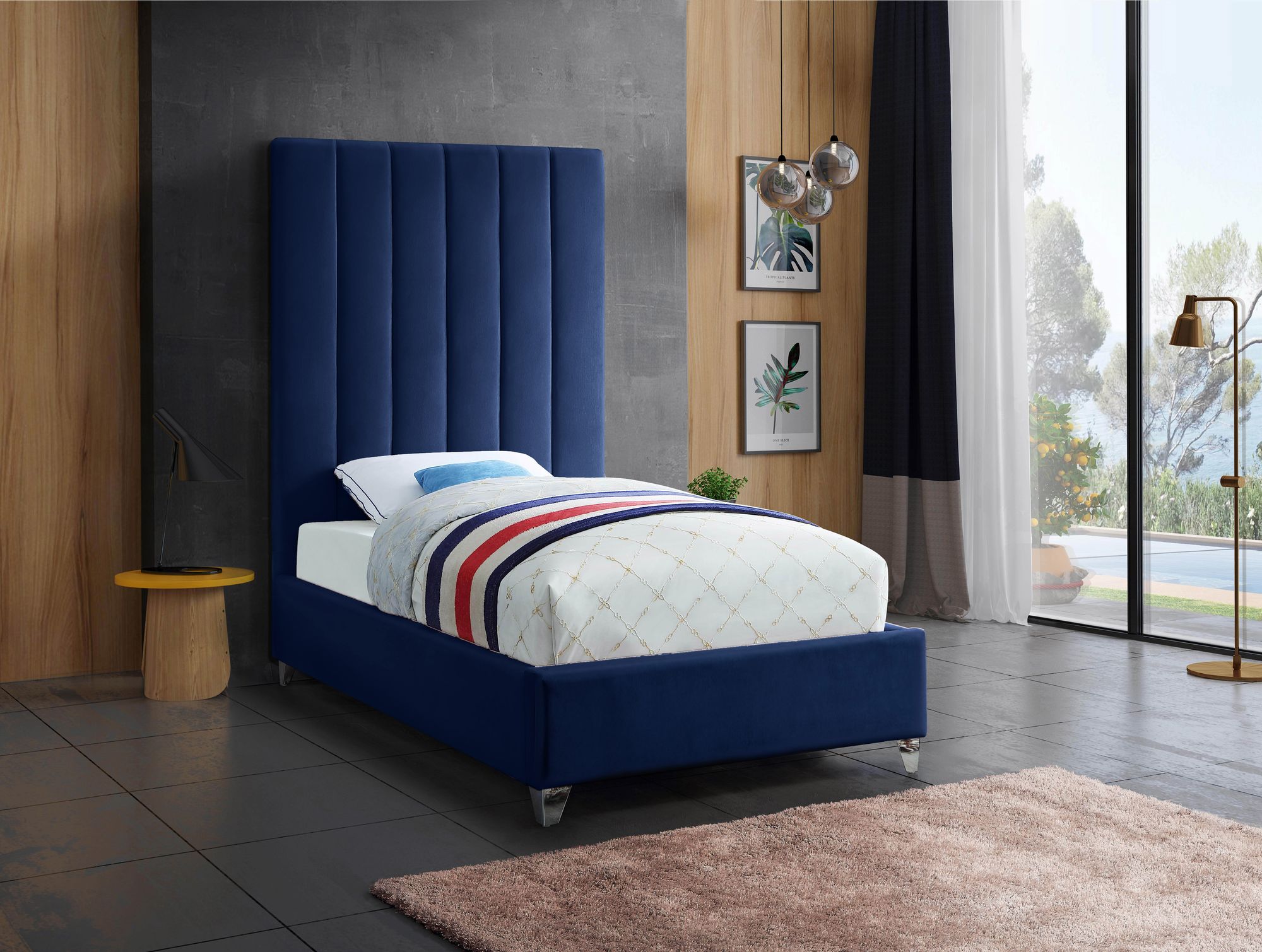 Via Velvet Twin Size Bed
