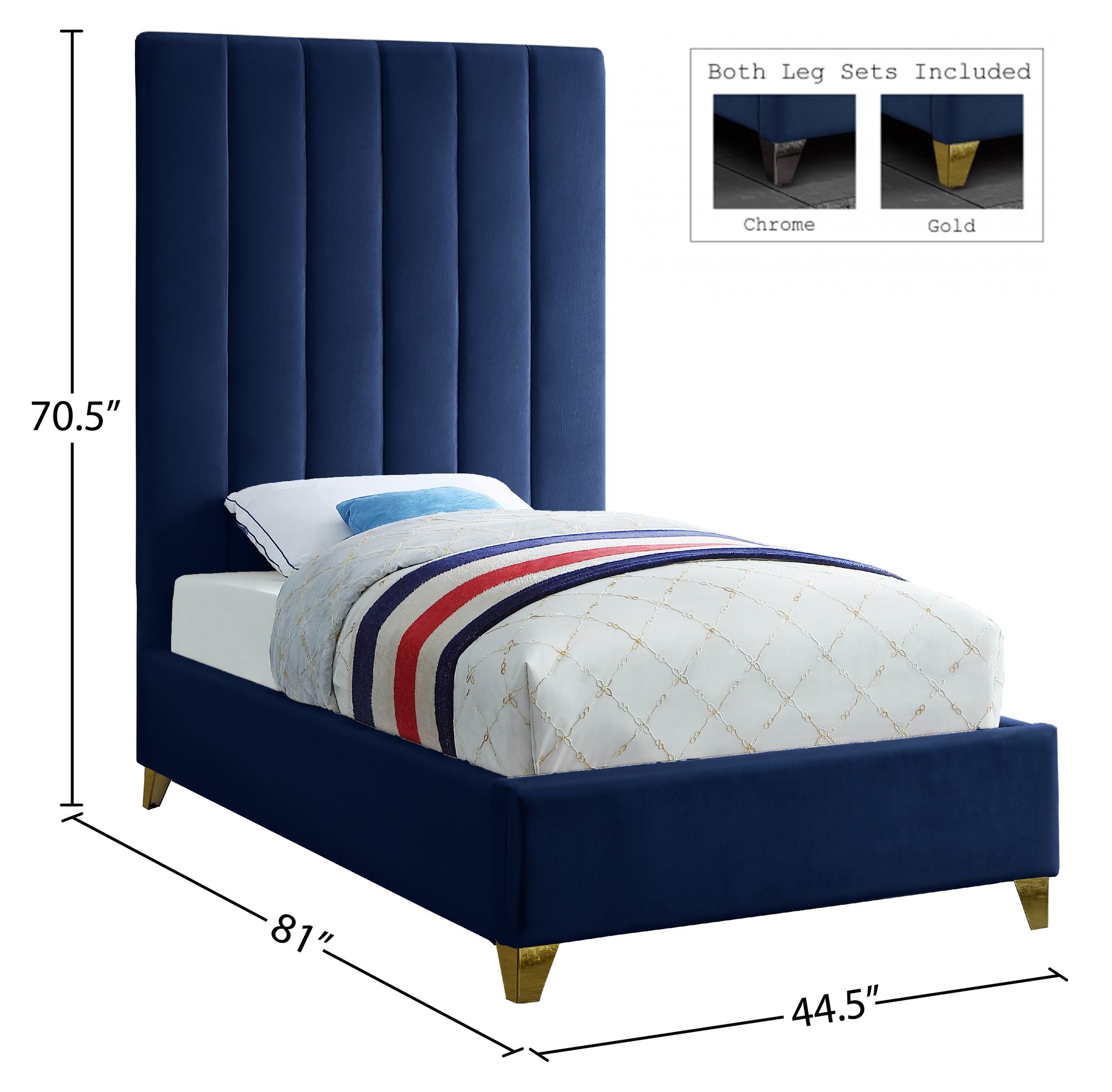 Via Velvet Twin Size Bed