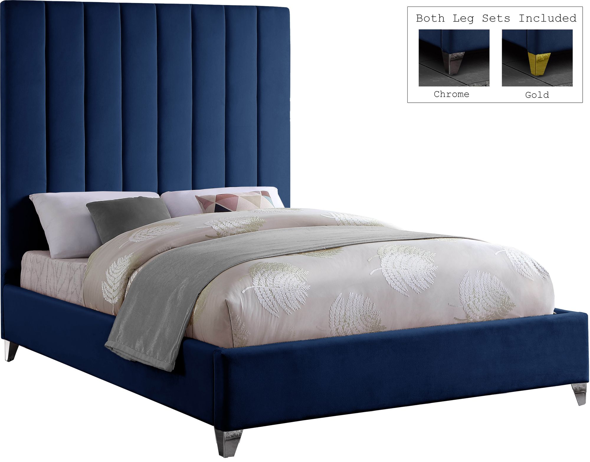 Via Velvet Queen Size Bed