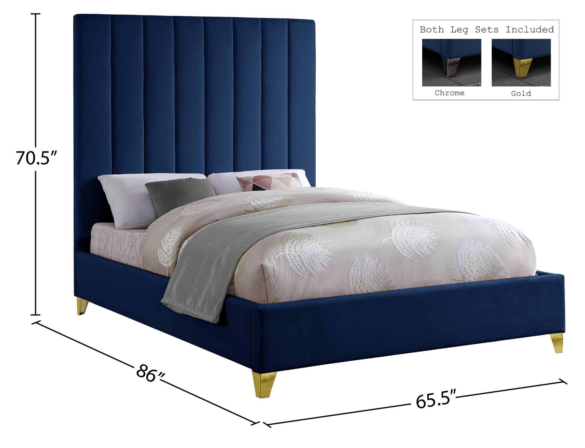 Via Velvet Queen Size Bed