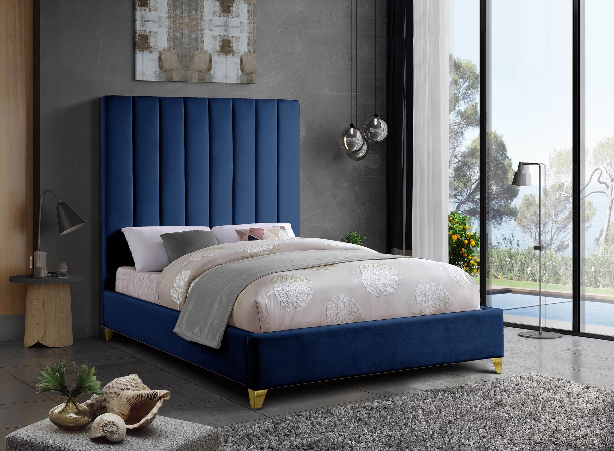 Via Velvet King Size Bed