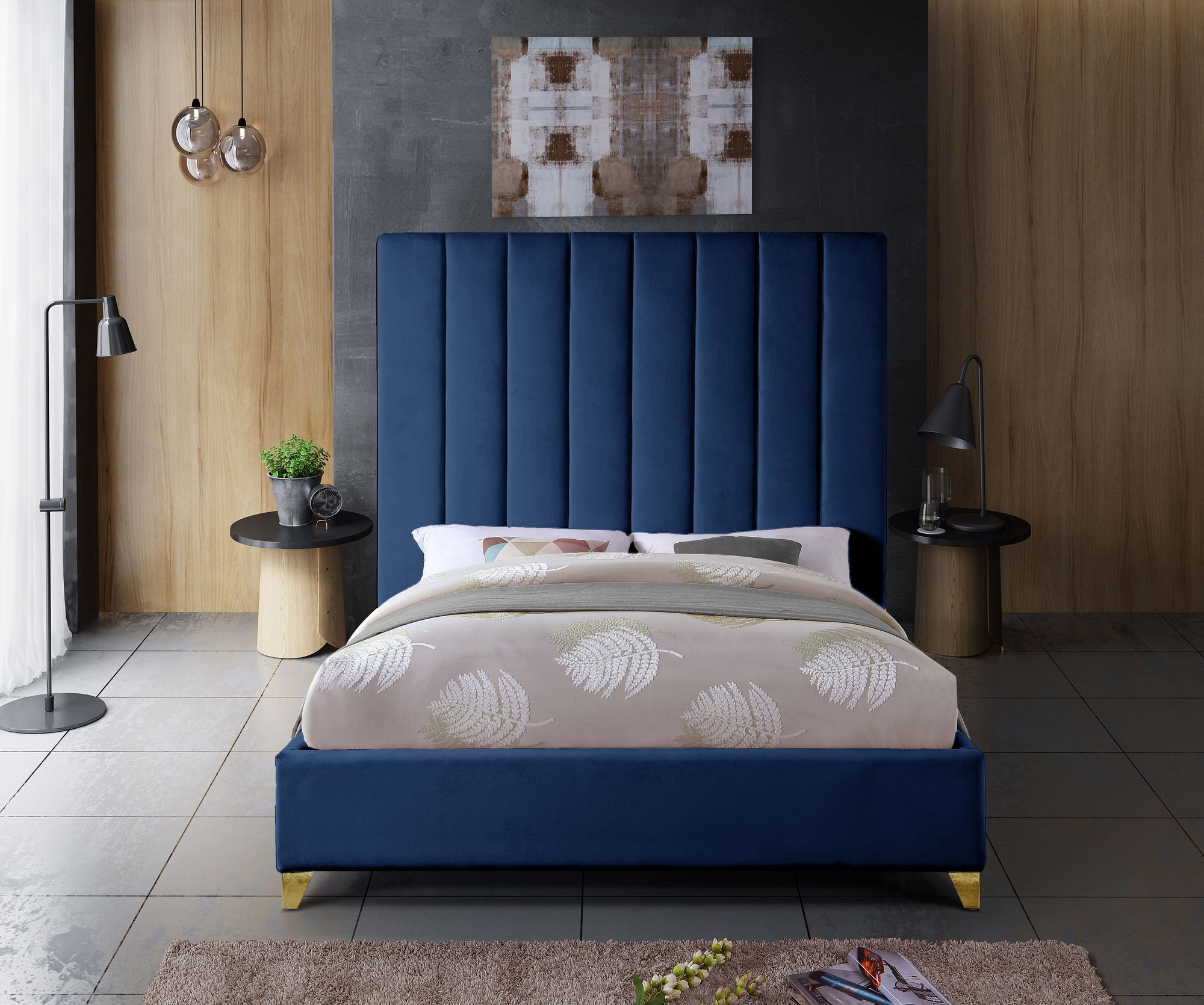 Via Velvet King Size Bed
