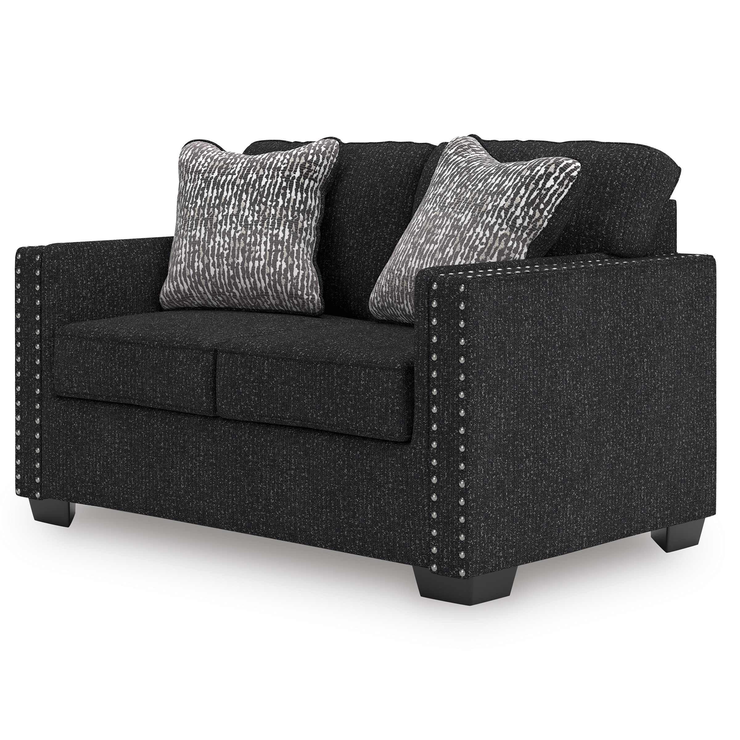 Jasmine Peaks Modern Loveseat | Coal Fabric with LED Lighting