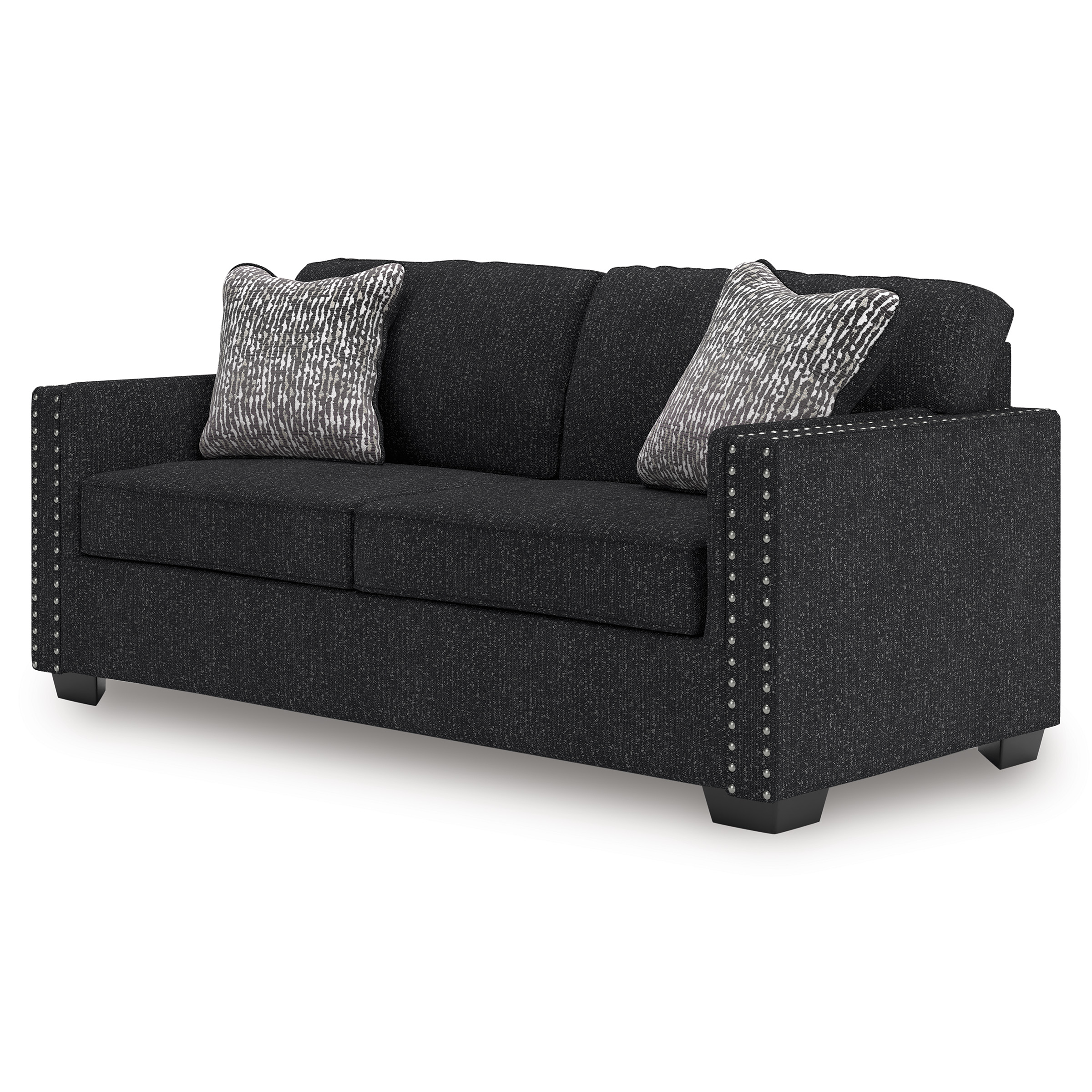 Jasmine Peaks Modern Sofa | Coal Fabric with LED Lighting & Nailhead Trim